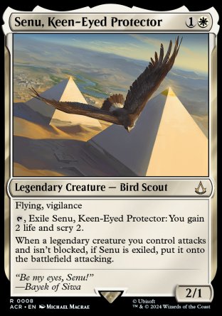 (008) Magic The Gathering Universes Beyond: Assassin's Creed Single: Senu, Keen-Eyed Protector Holo Rare