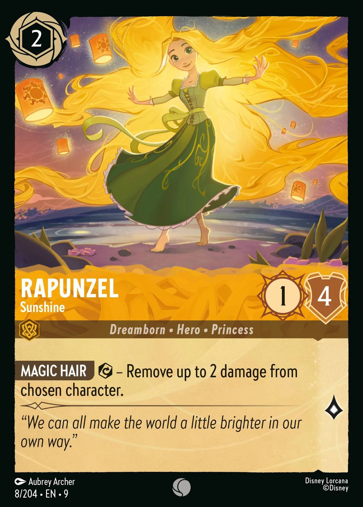 (008/204) Lorcana Fabled Single: Rapunzel - Sunshine Holo Common