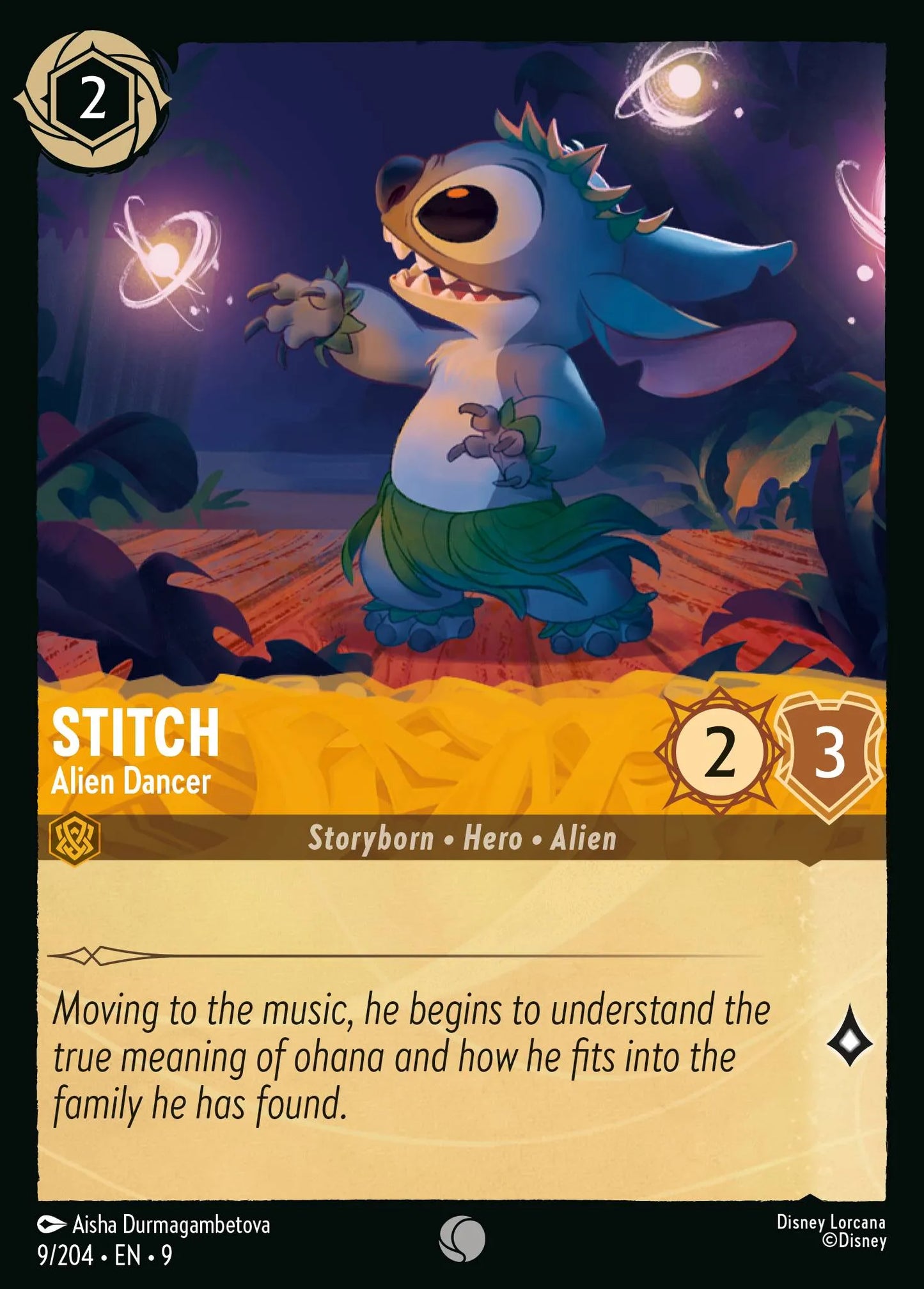 (009/204) Lorcana Fabled Single: Stitch - Alien Dancer (V.1) Common