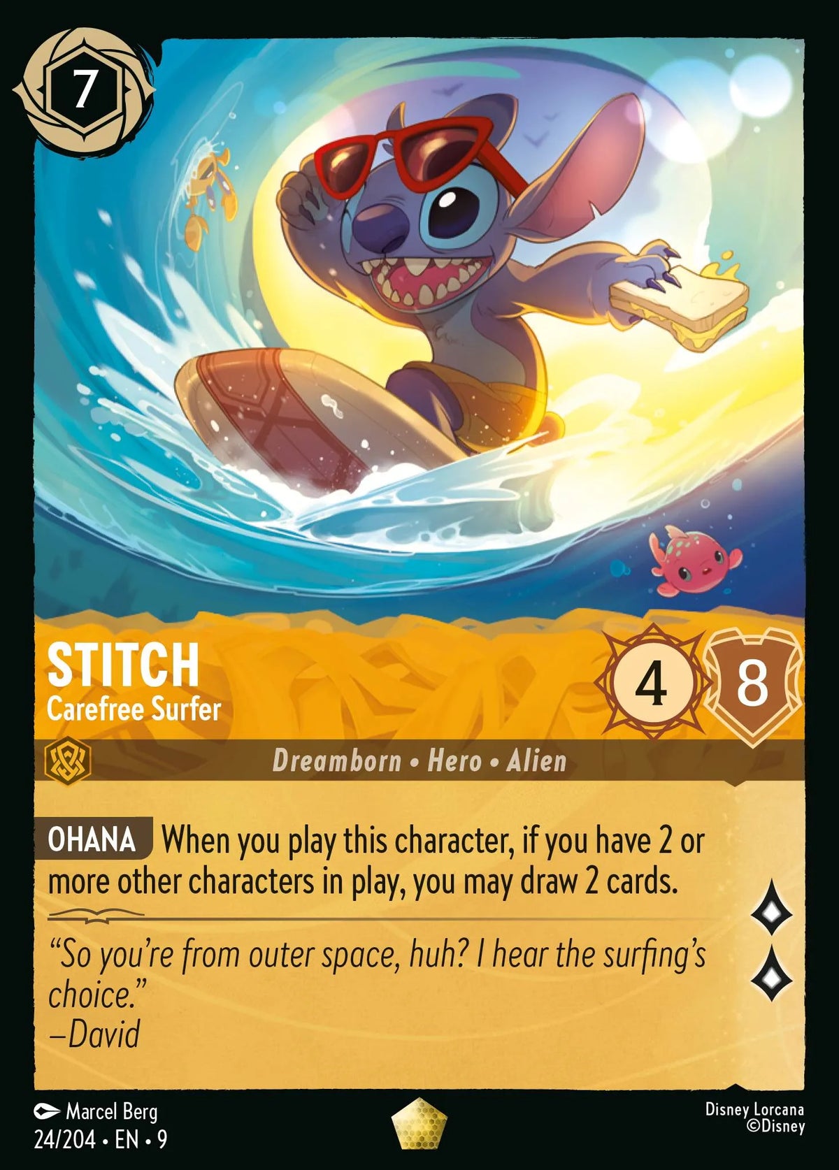 (024/204) Lorcana Fabled Single: Stitch - Carefree Surfer Legendary