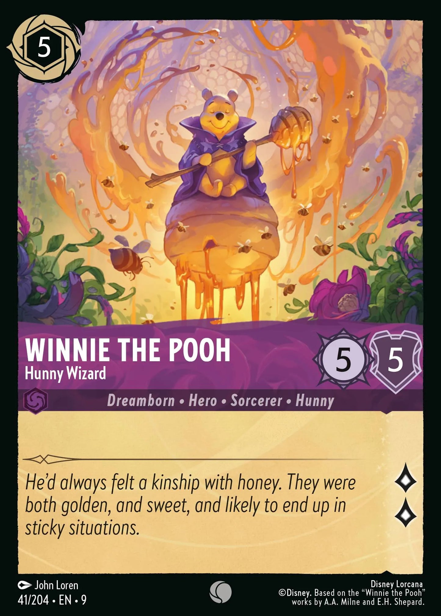 (041/204) Lorcana Fabled Single: Winnie the Pooh - Hunny Wizard (V.1) Common