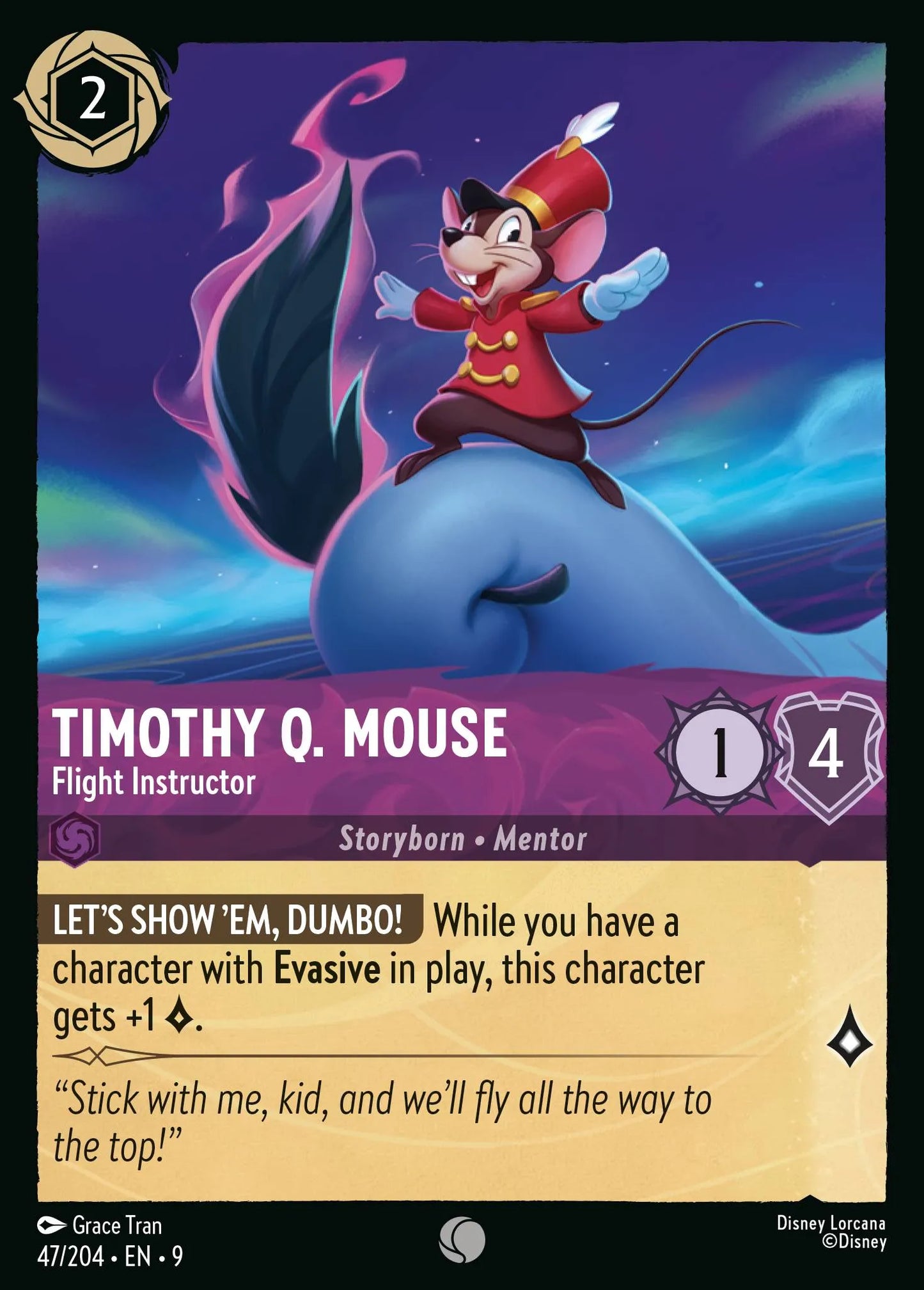 (047/204) Lorcana Fabled Single: Timothy Q. Mouse - Flight Instructor Holo Common