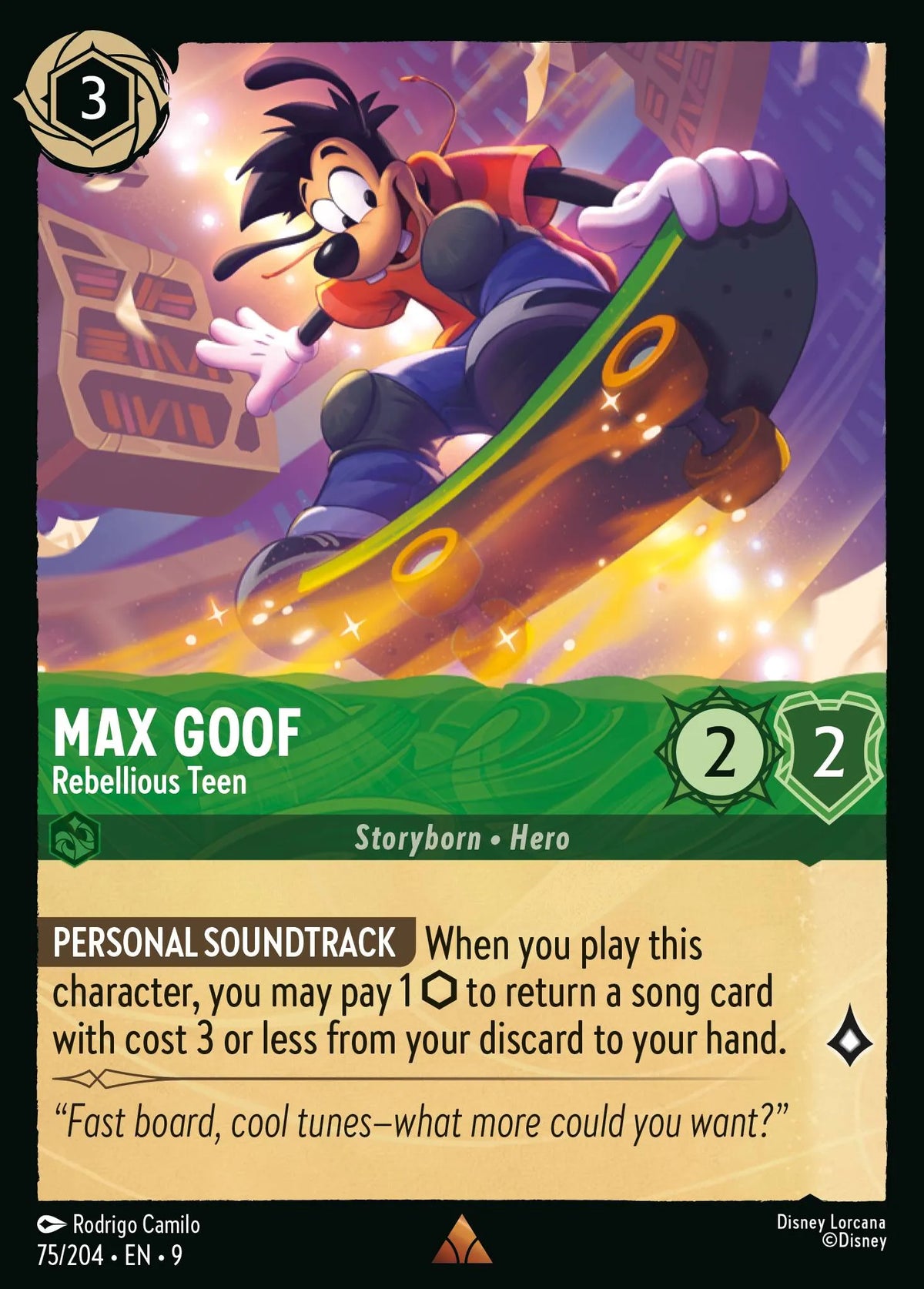 (075/204) Lorcana Fabled Single: Max Goof - Rebellious Teen (V.1) Rare