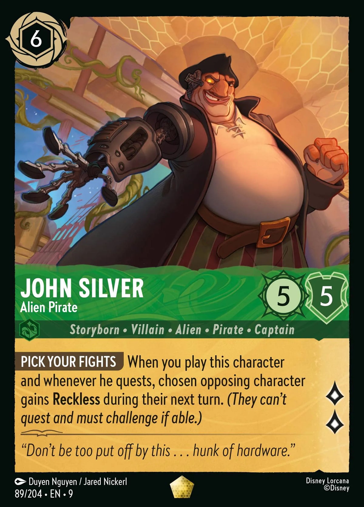(089/204) Lorcana Fabled Single: John Silver - Alien Pirate Holo Legendary