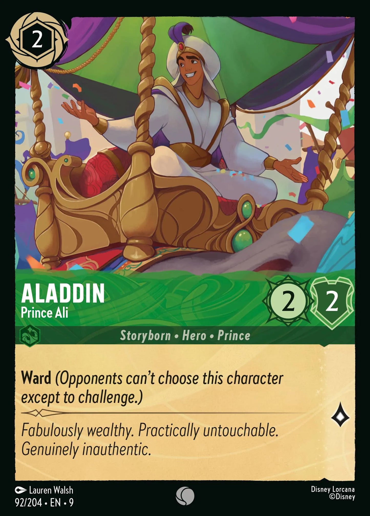(092/204) Lorcana Fabled Single: Aladdin - Prince Ali Holo Common
