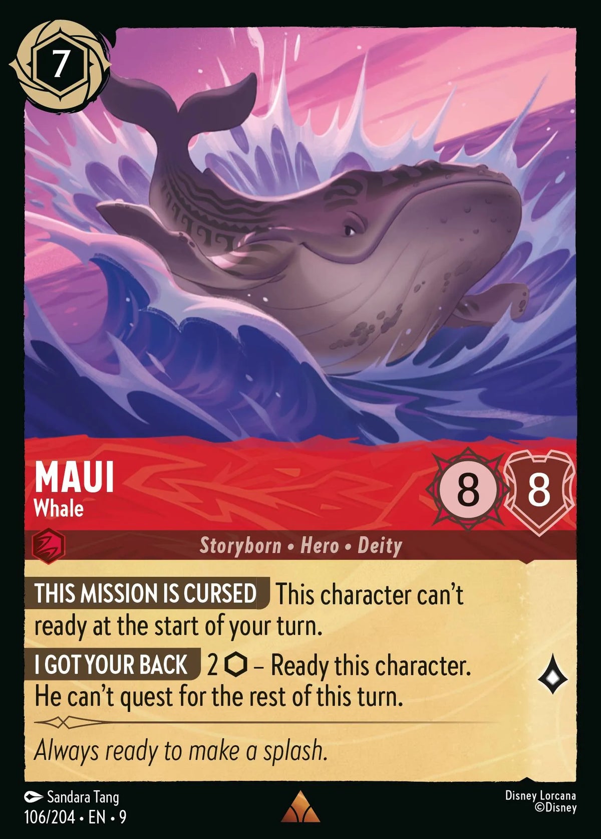 (106/204) Lorcana Fabled Single: Maui - Whale Holo Rare