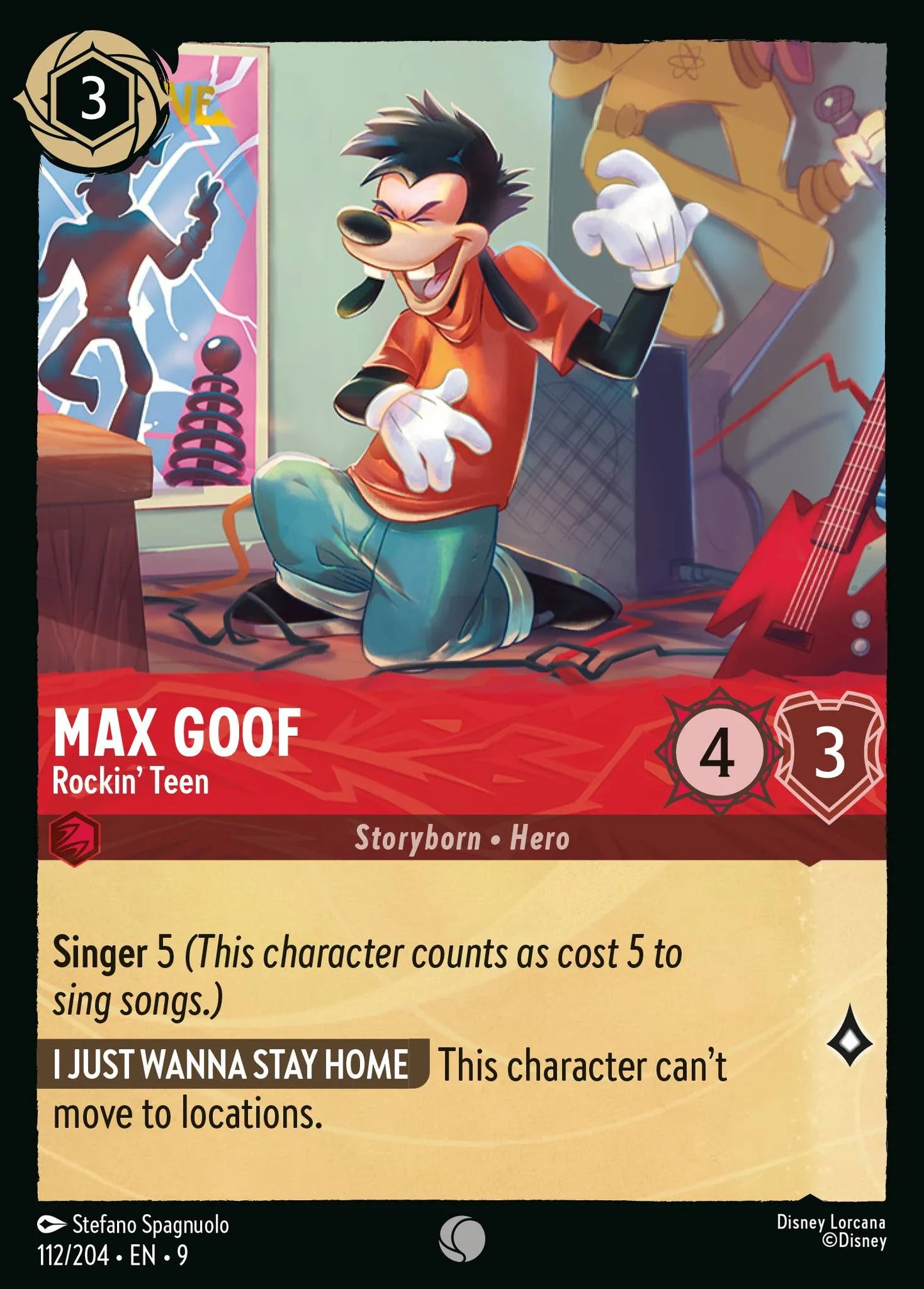 (112/204) Lorcana Fabled Single: Max Goof - Rockin' Teen (V.1) Holo Common