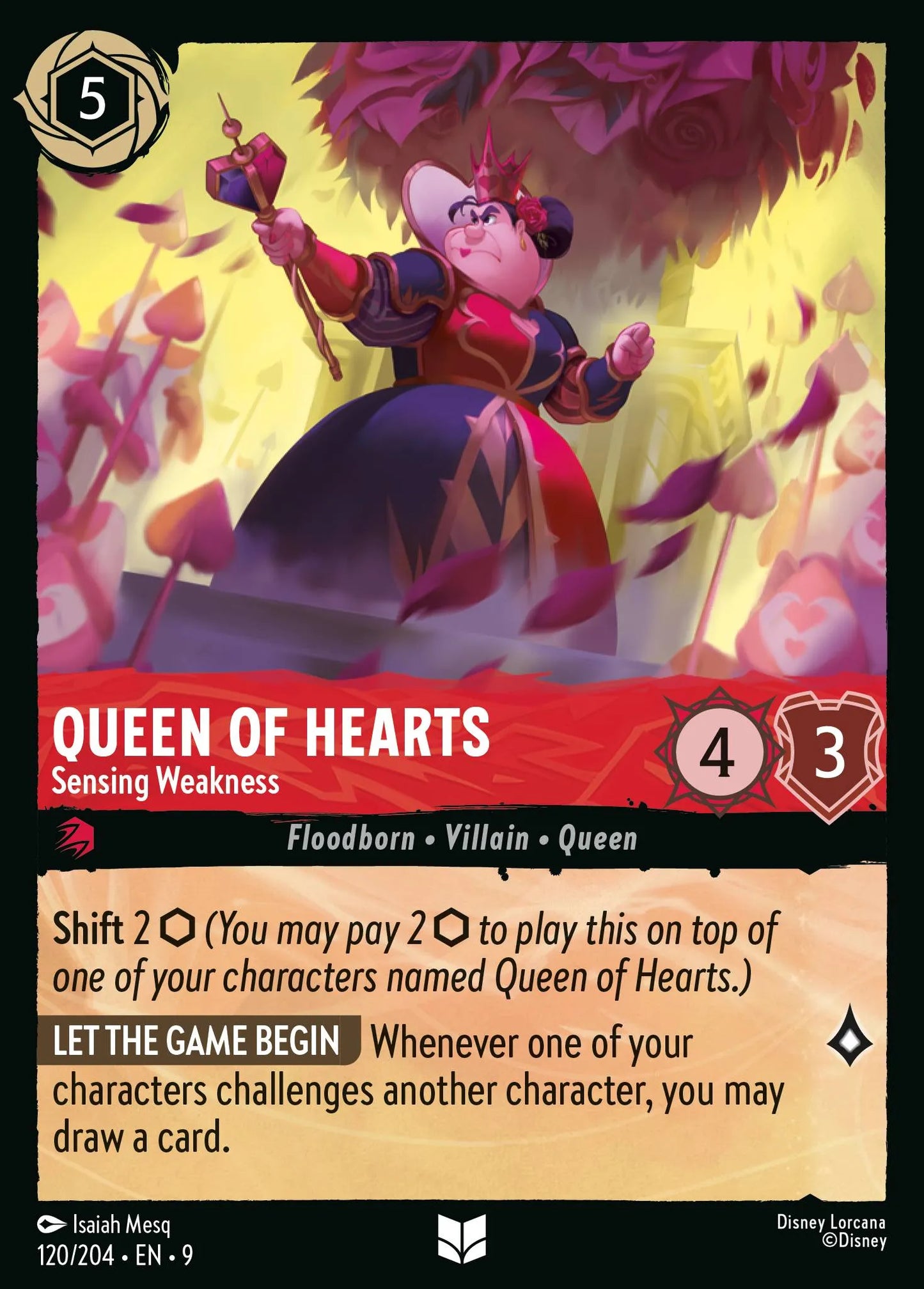 (120/204) Lorcana Fabled Single: Queen of Hearts - Sensing Weakness Holo Uncommon