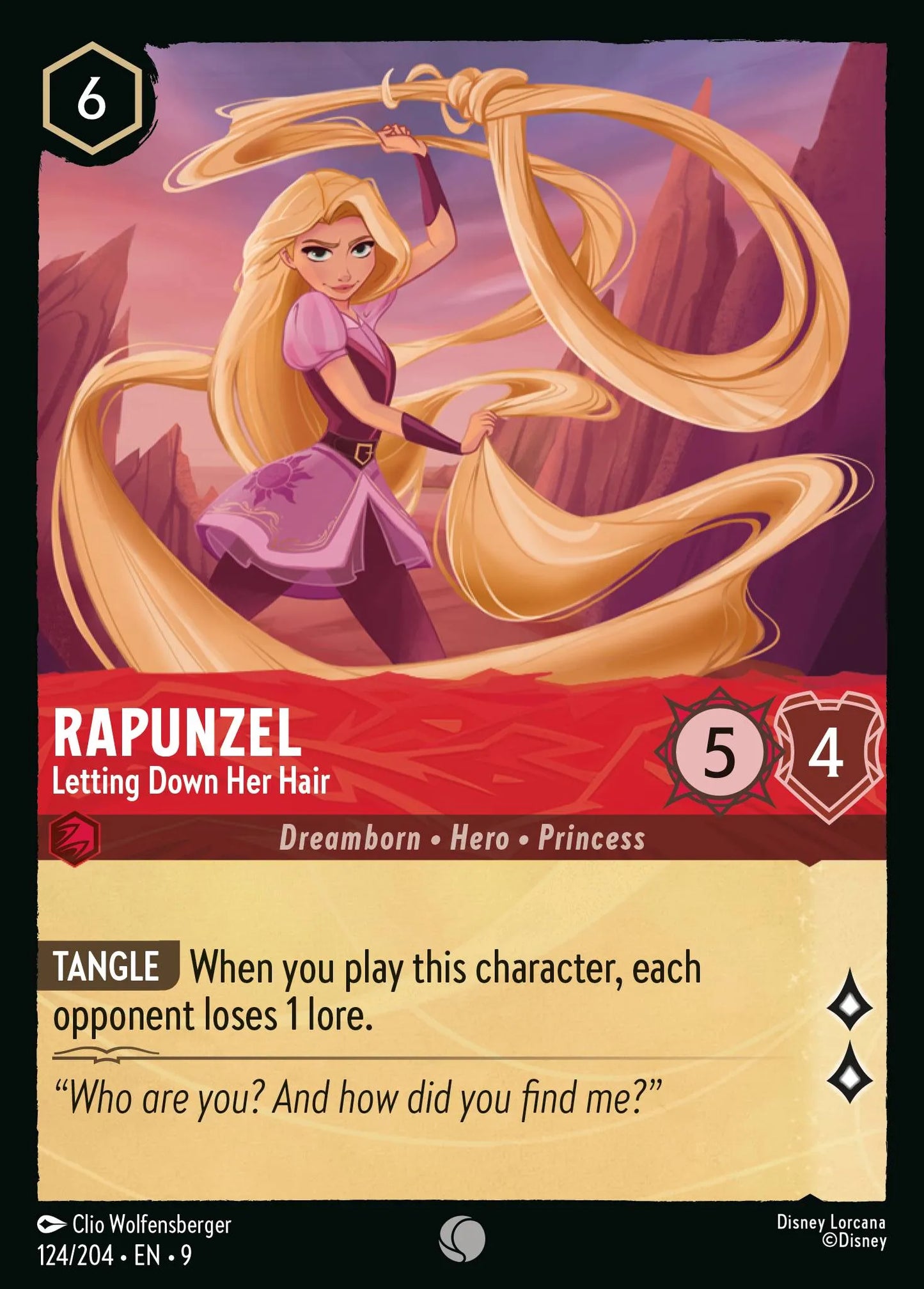 (124/204) Lorcana Fabled Single: Rapunzel - Letting Down Her Hair Holo Common