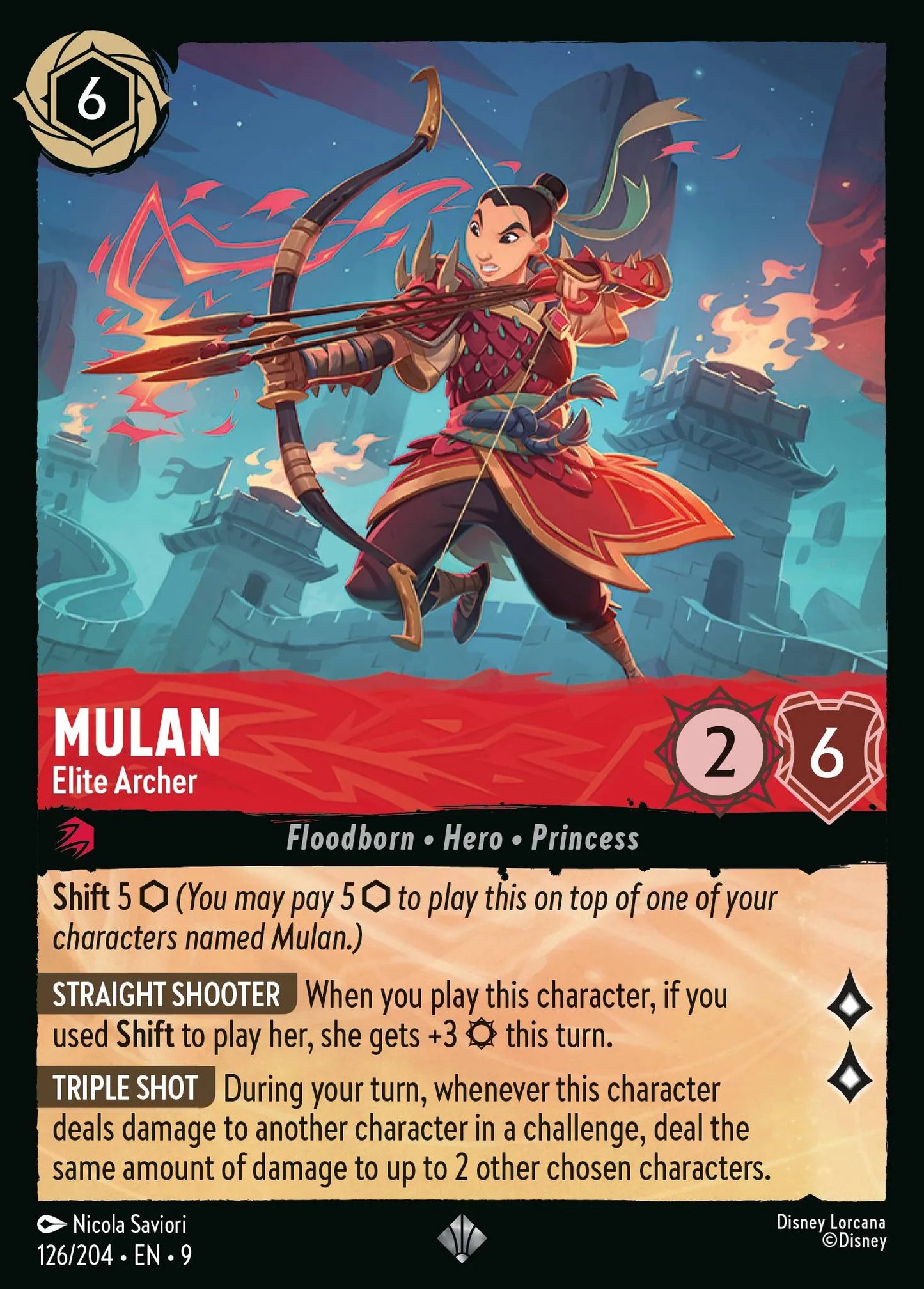 (126/204) Lorcana Fabled Single: Mulan - Elite Archer Holo Super Rare