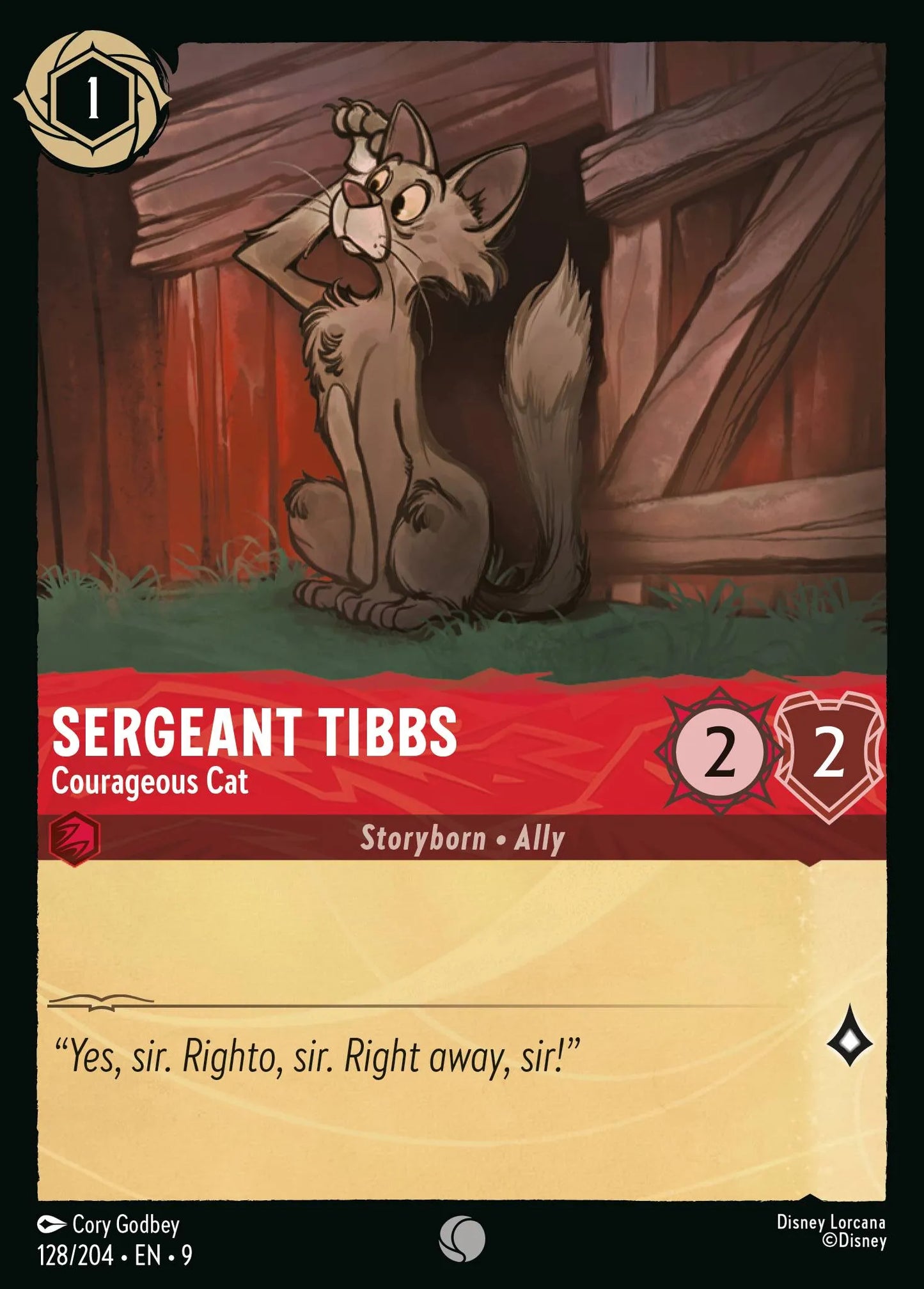 (128/204) Lorcana Fabled Single: Sergeant Tibbs - Courageous Cat Holo Common