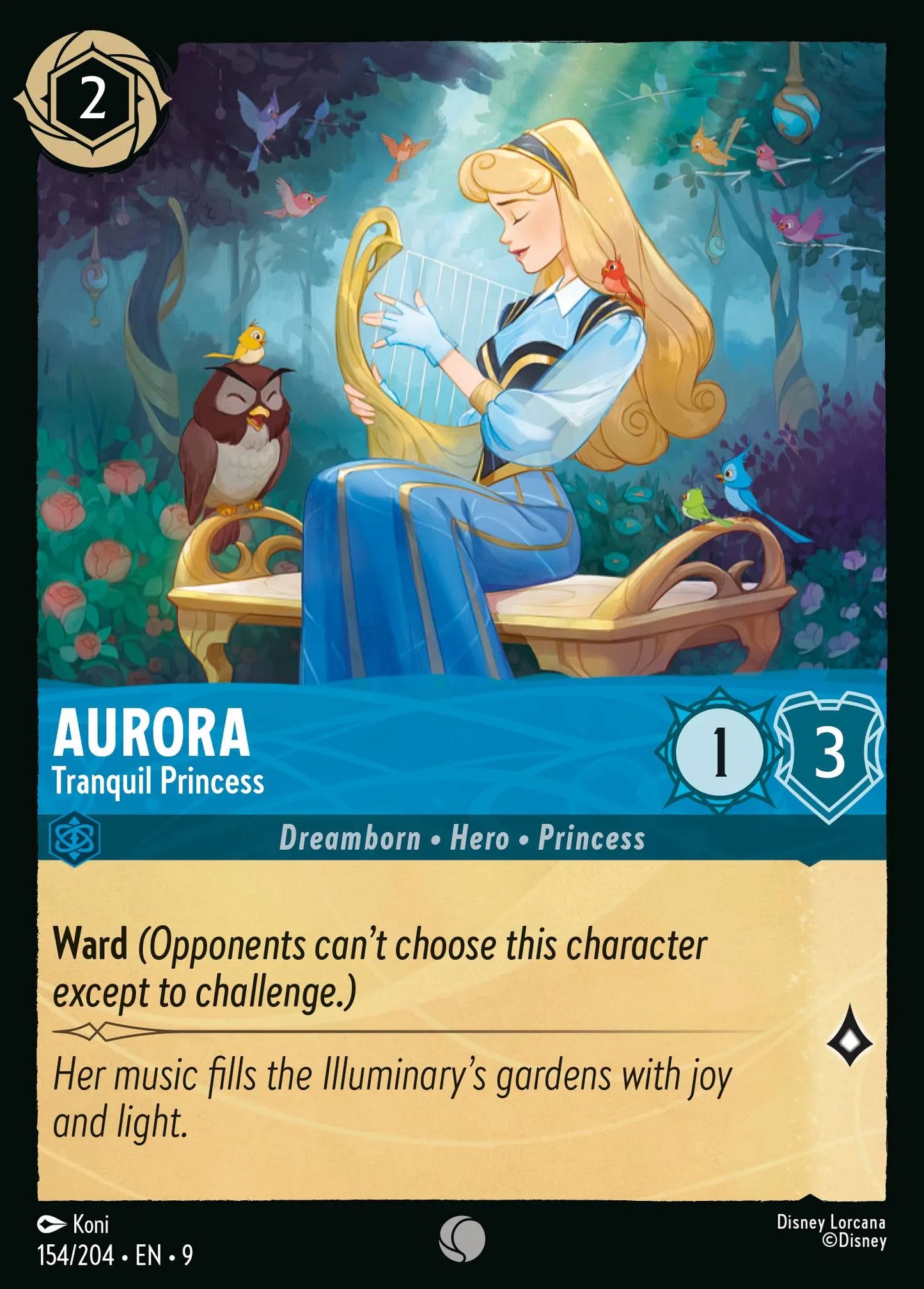 (154/204) Lorcana Fabled Single: Aurora - Tranquil Princess Holo Common