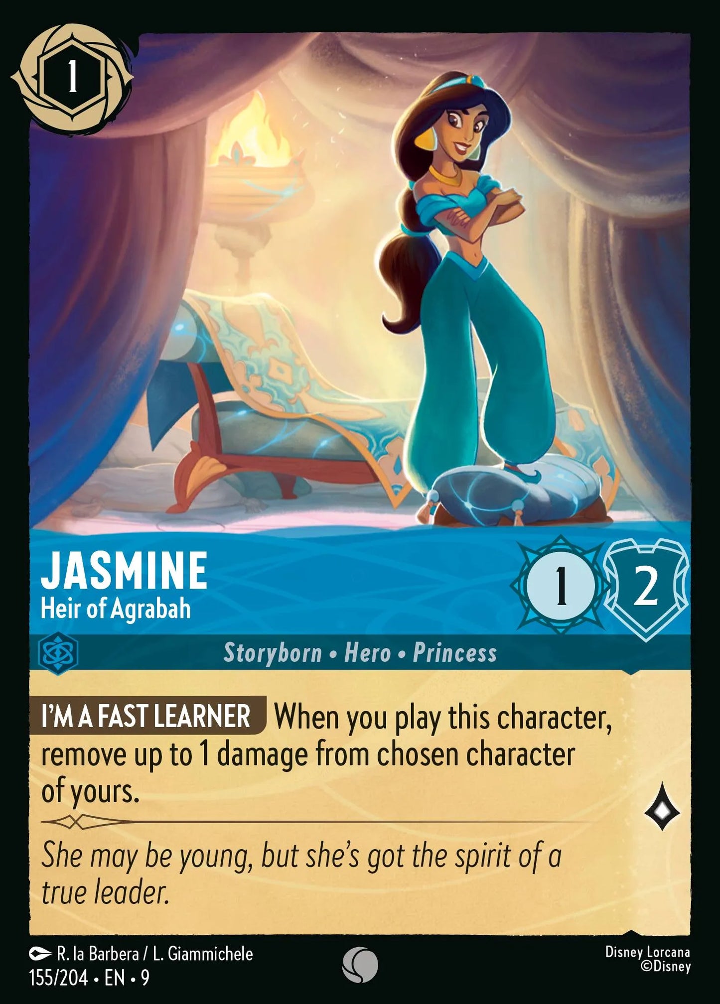 (155/204) Lorcana Fabled Single: Jasmine - Heir of Agrabah Common