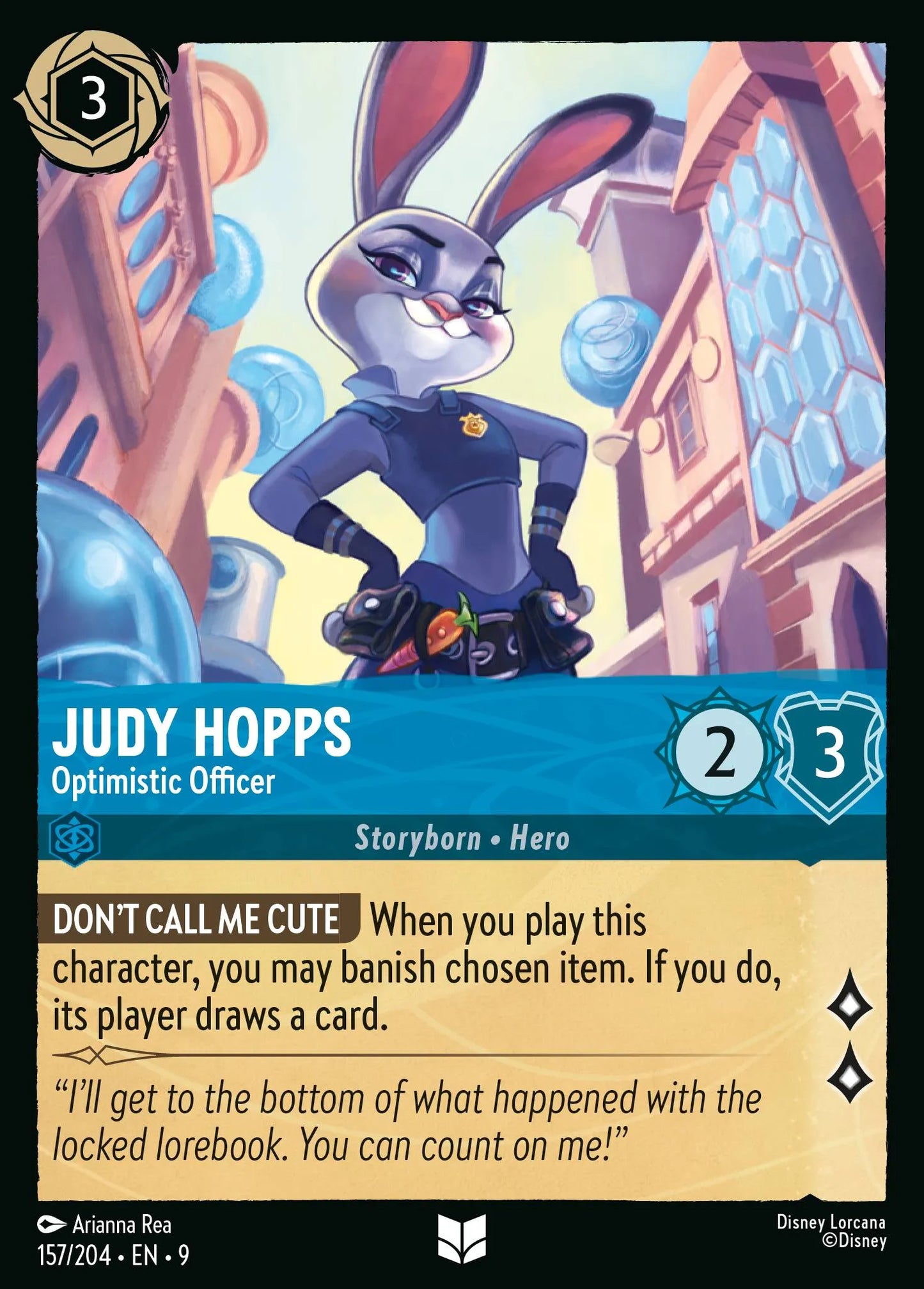 (157/204) Lorcana Fabled Single: Judy Hopps - Optimistic Officer Holo Uncommon