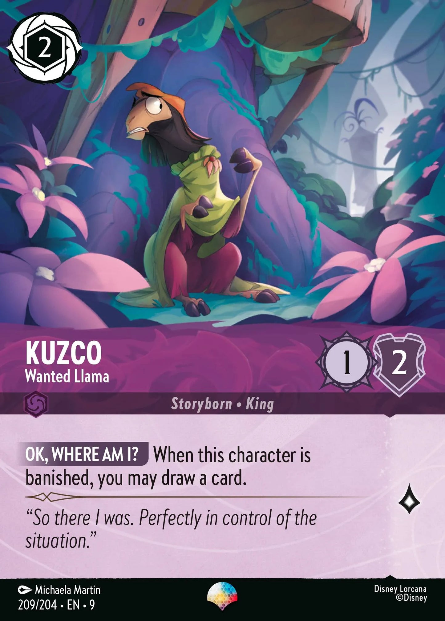 (209/204) Lorcana Fabled Single: Kuzco - Wanted Llama (V.2) Holo Epic
