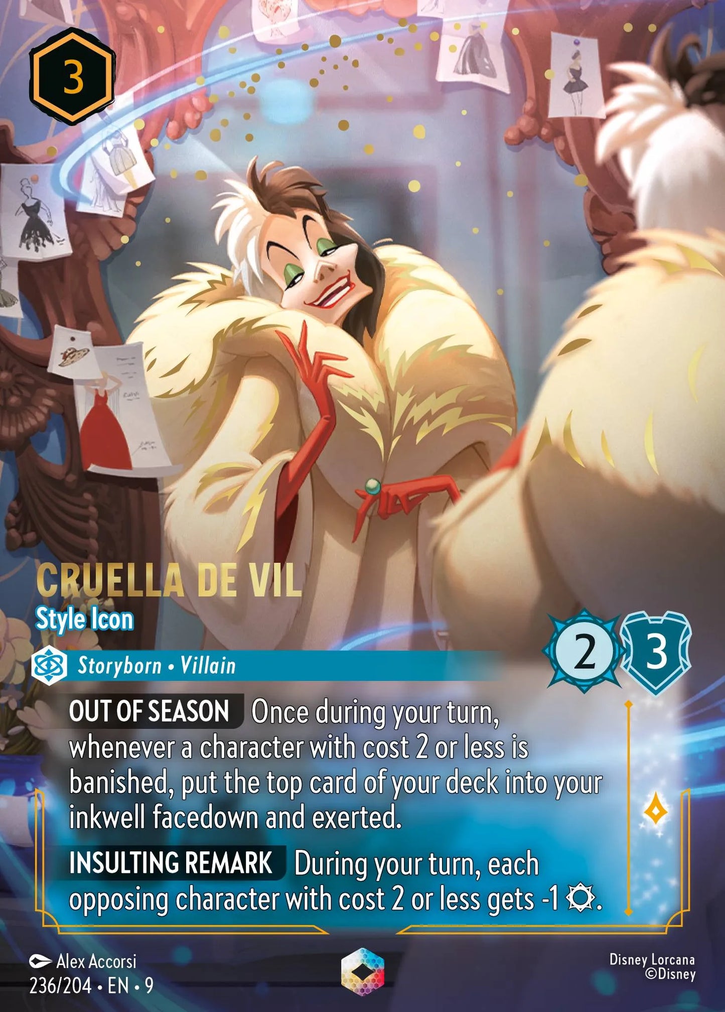 (236/204) Lorcana Fabled Single: Cruella De Vil - Style Icon (V.2) Enchanted