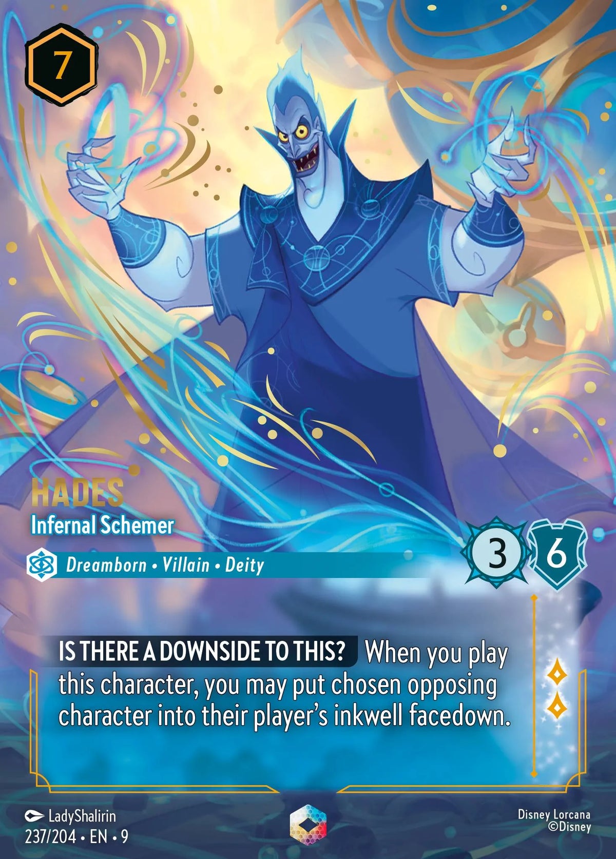 (237/204) Lorcana Fabled Single: Hades - Infernal Schemer (V.2) Holo Enchanted