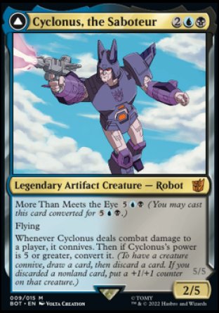(009) Magic The Gathering Universes Beyond: Transformers Single: Cyclonus, the Saboteur // Cyclonus, Cybertronian Fighter (V.1) Holo Mythic