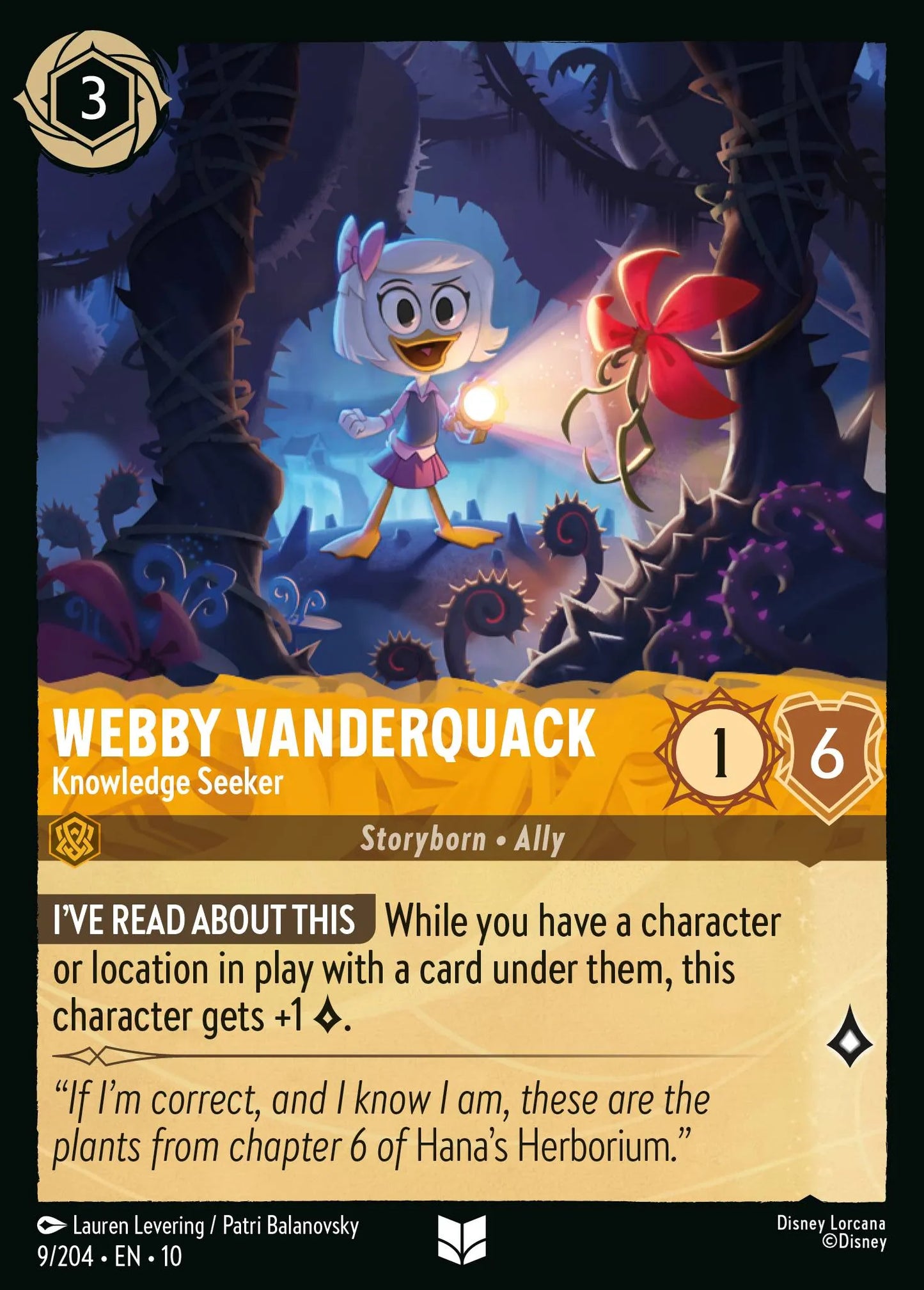 (009/204) Lorcana Whispers in the Well Single: Webby Vanderquack - Knowledge Seeker Holo Uncommon