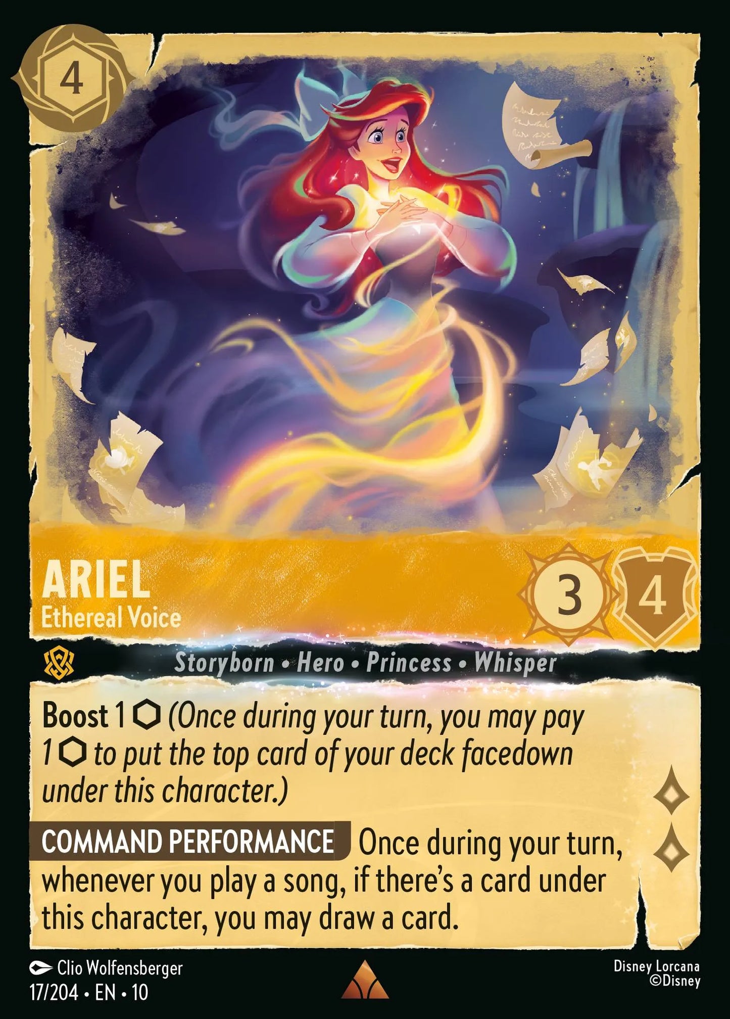 (017/204) Lorcana Whispers in the Well Single: Ariel - Ethereal Voice (V.1) Holo Rare