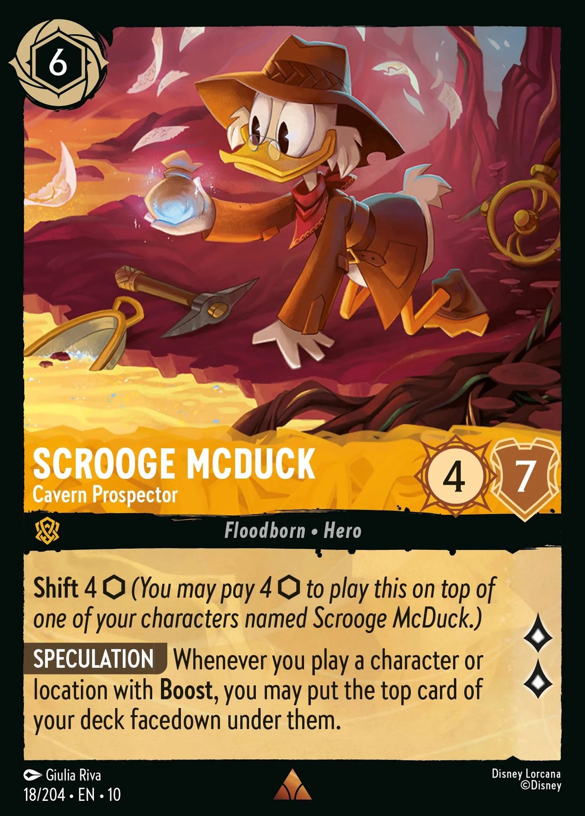 (018/204) Lorcana Whispers in the Well Single: Scrooge McDuck - Cavern Prospector Holo Rare