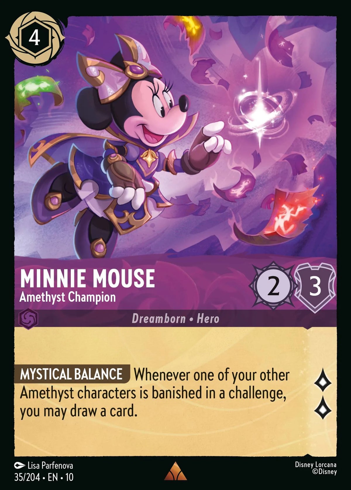 (035/204) Lorcana Whispers in the Well Single: Minnie Mouse - Amethyst Champion Rare