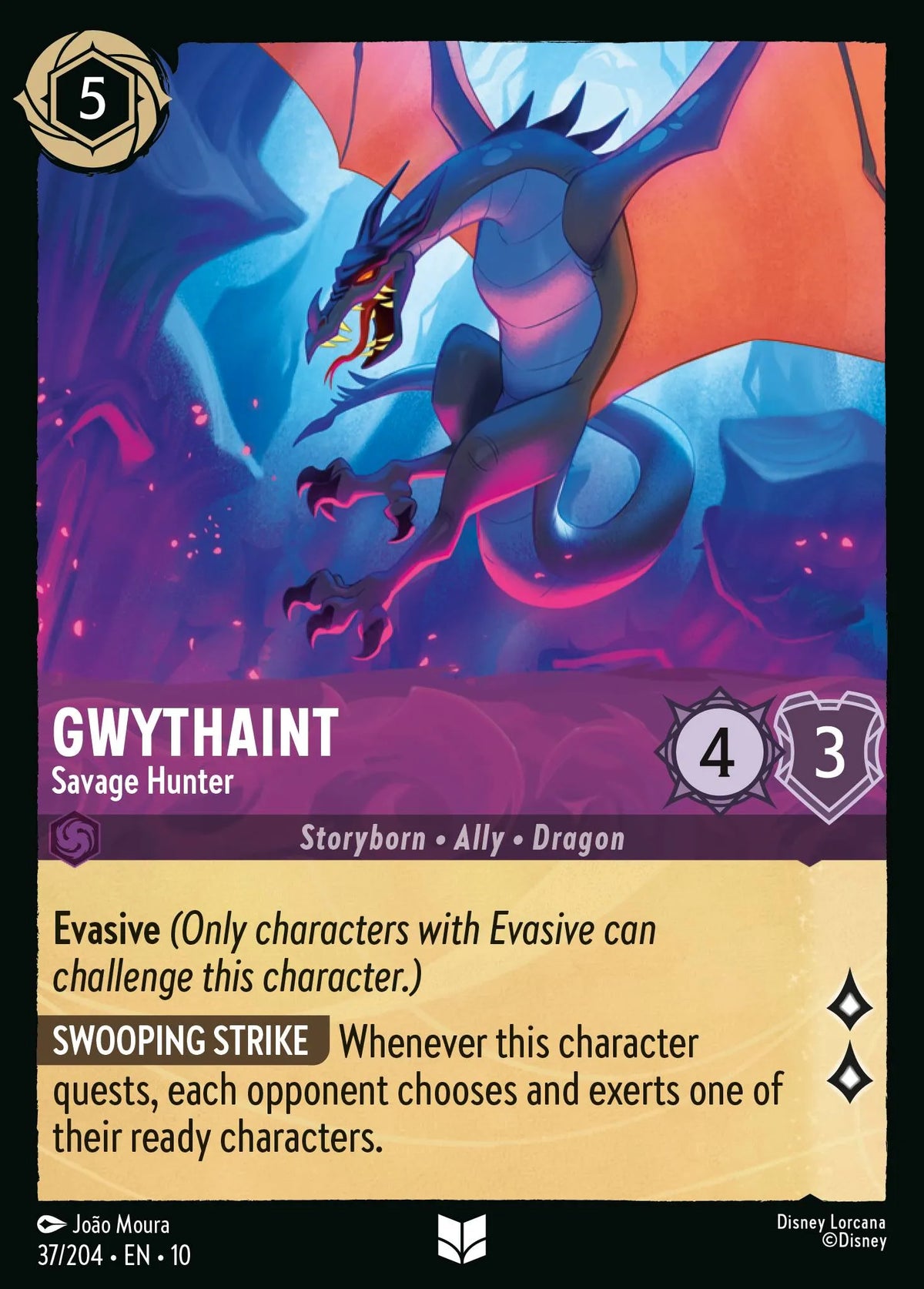 (037/204) Lorcana Whispers in the Well Single: Gwythaint - Savage Hunter Holo Uncommon