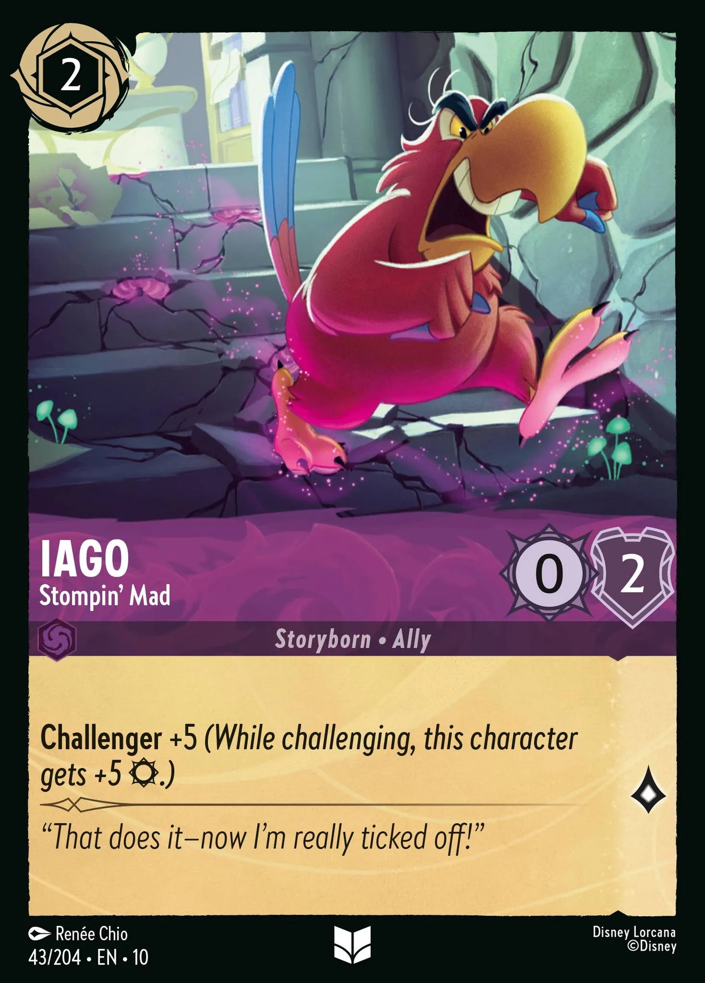 (043/204) Lorcana Whispers in the Well Single: Iago - Stompin' Mad Uncommon