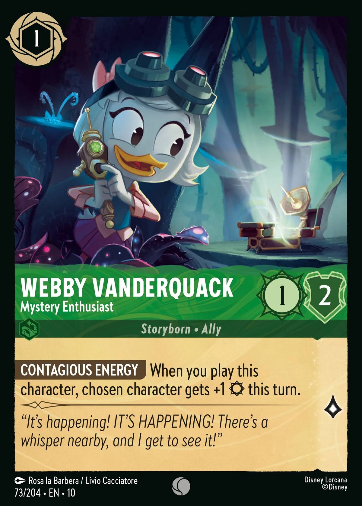 (073/204) Lorcana Whispers in the Well Single: Webby Vanderquack - Mystery Enthusiast (V.1) Common