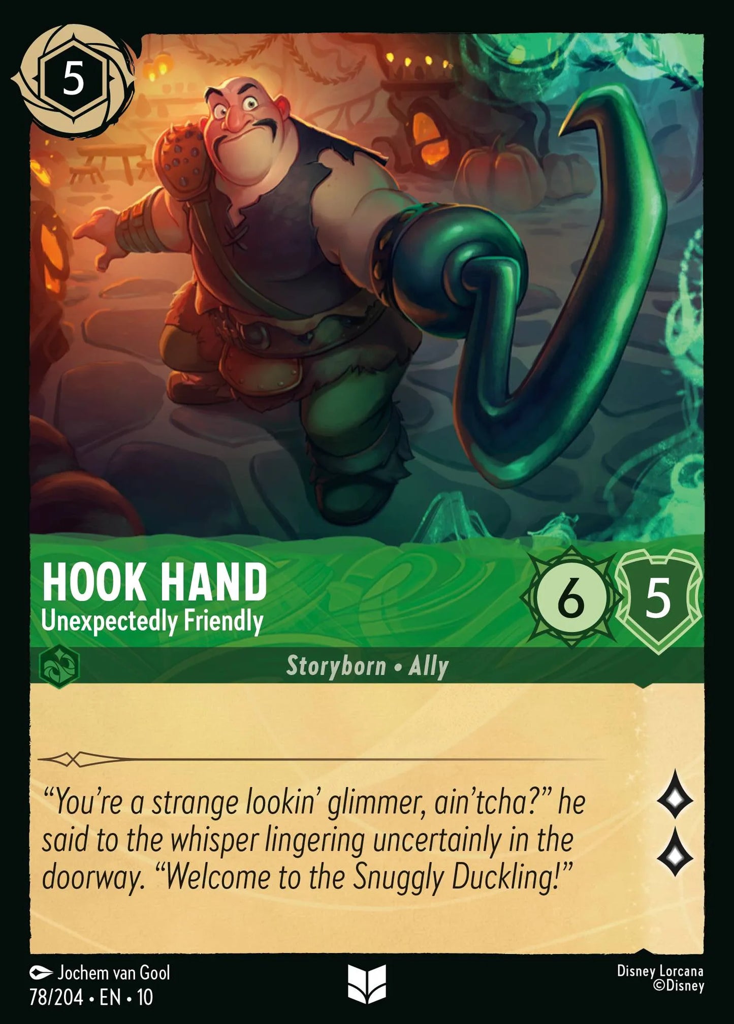 (078/204) Lorcana Whispers in the Well Single: Hook Hand - Unexpectedly Friendly Holo Uncommon