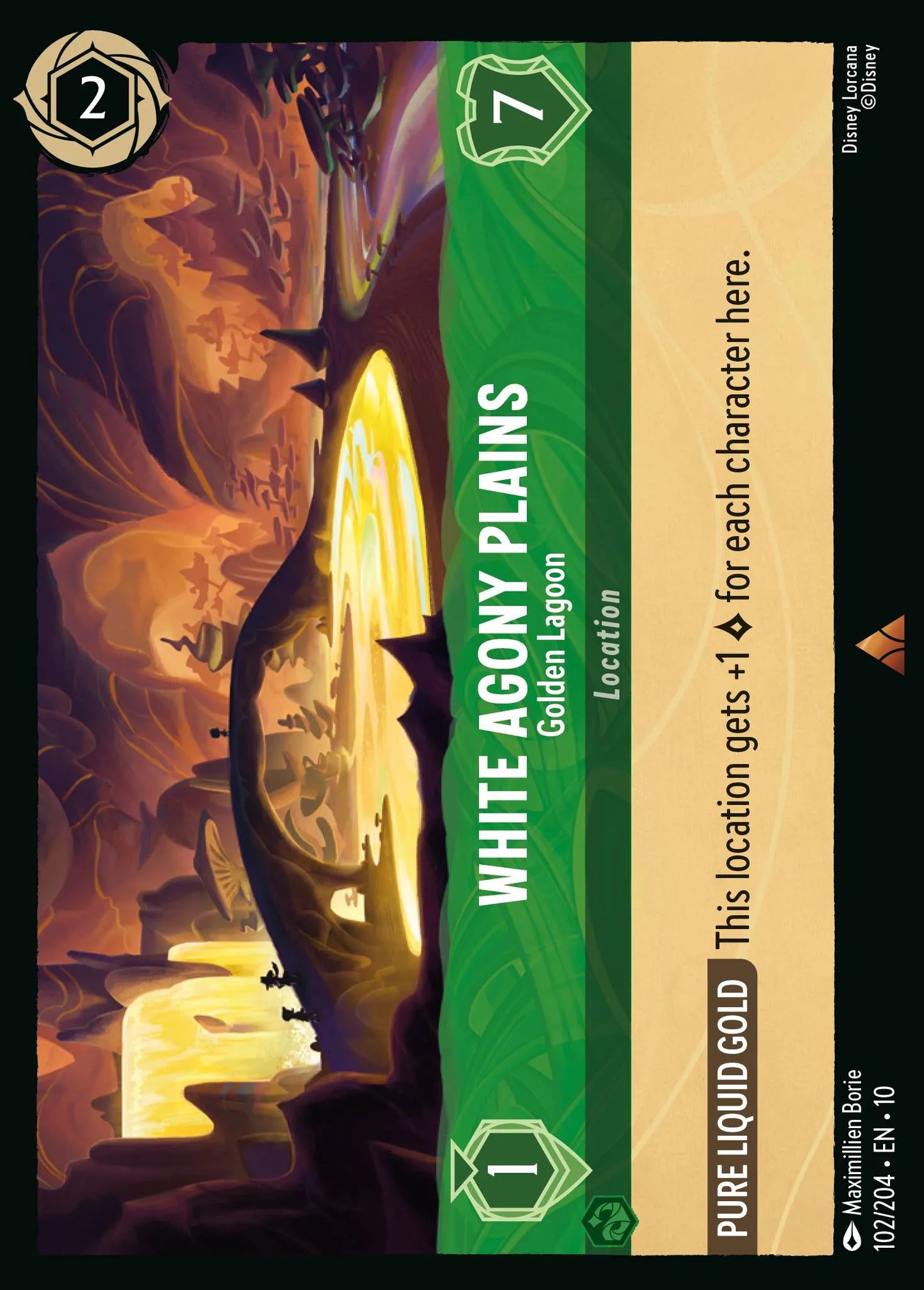 (102/204) Lorcana Whispers in the Well Single: White Agony Plains - Golden Lagoon Holo Rare