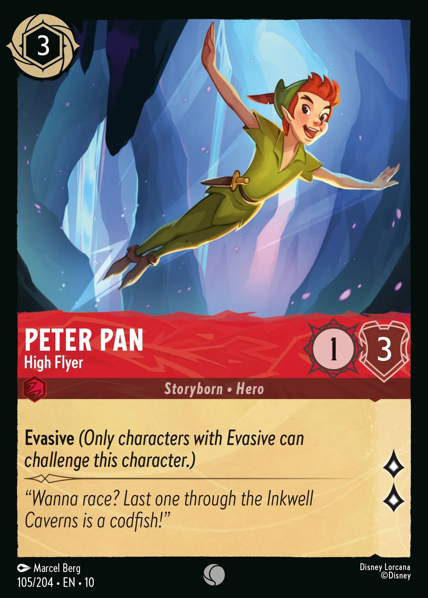 (105/204) Lorcana Whispers in the Well Single: Peter Pan - High Flyer Holo Common
