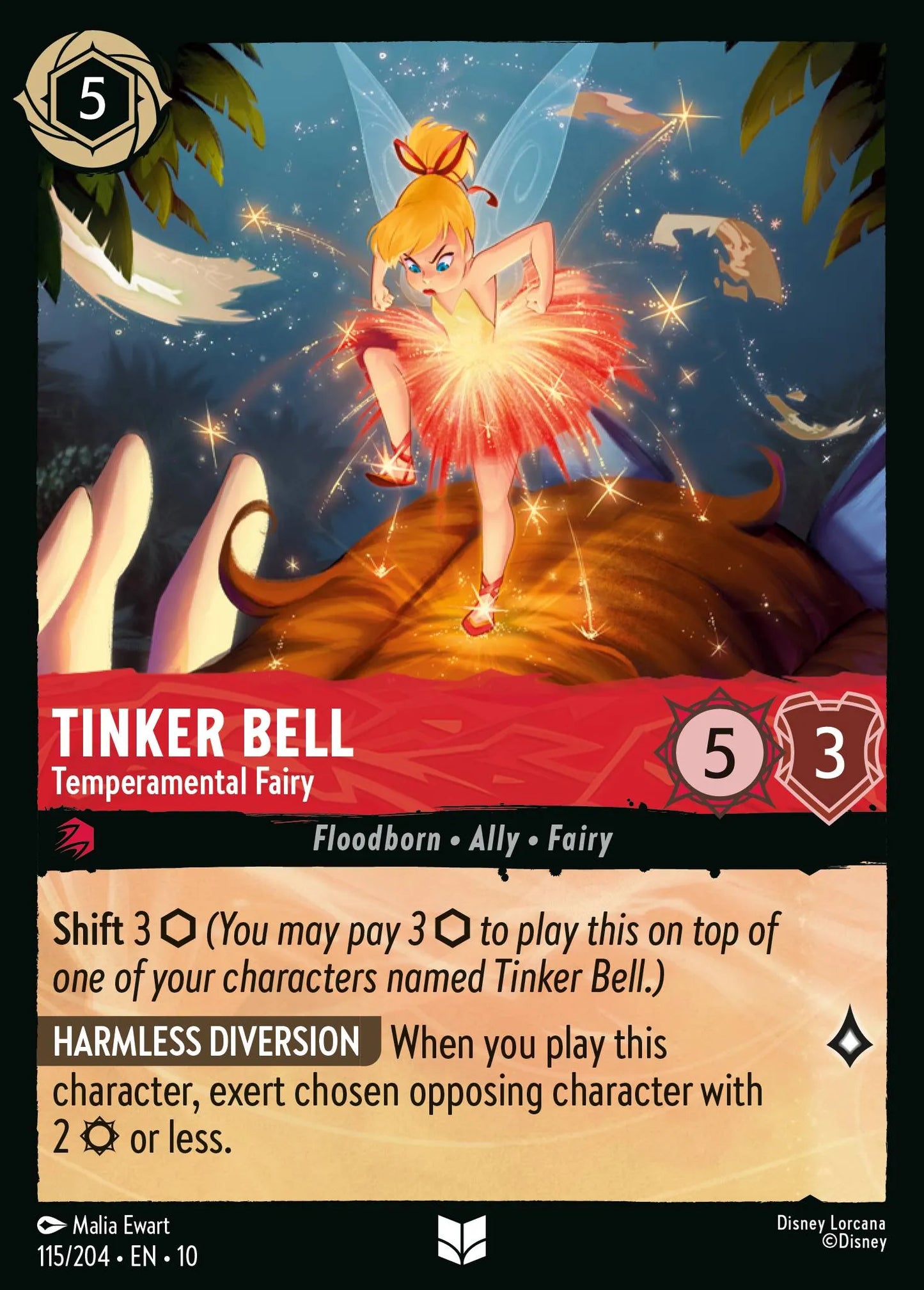 (115/204) Lorcana Whispers in the Well Single: Tinker Bell - Temperamental Fairy Holo Uncommon
