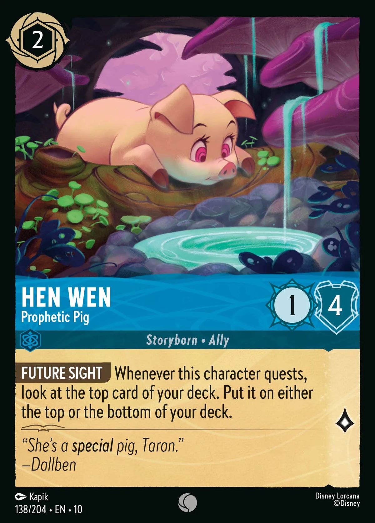 (138/204) Lorcana Whispers in the Well Single: Hen Wen - Prophetic Pig Holo Common