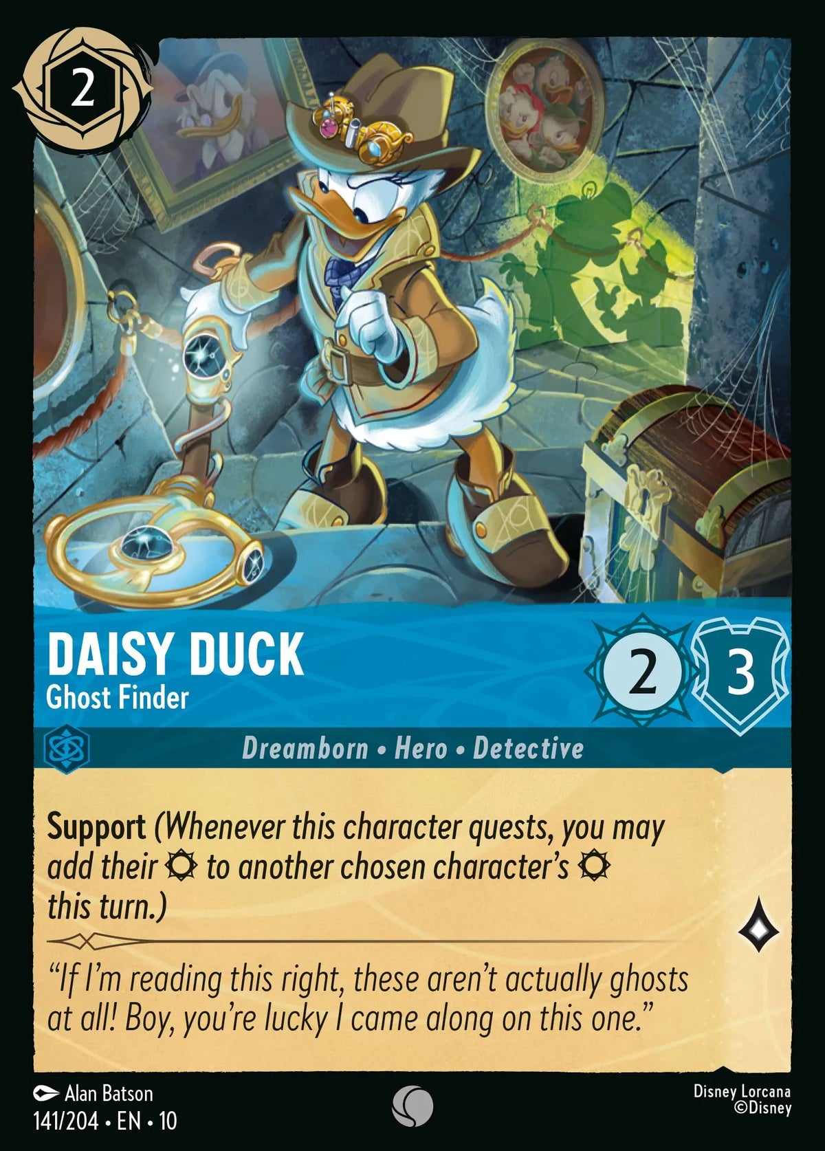 (141/204) Lorcana Whispers in the Well Single: Daisy Duck - Ghost Finder (V.1) Common