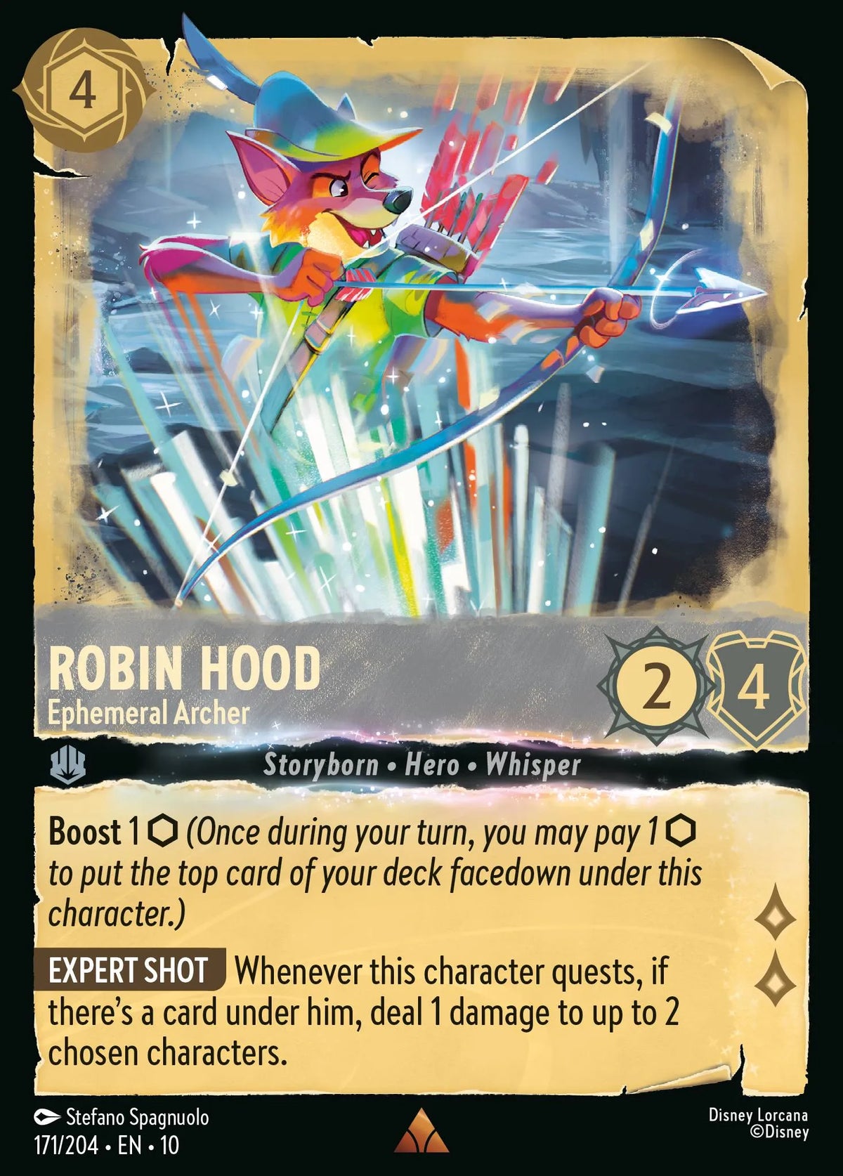 (171/204) Lorcana Whispers in the Well Single: Robin Hood - Ephemeral Archer (V.3) Rare