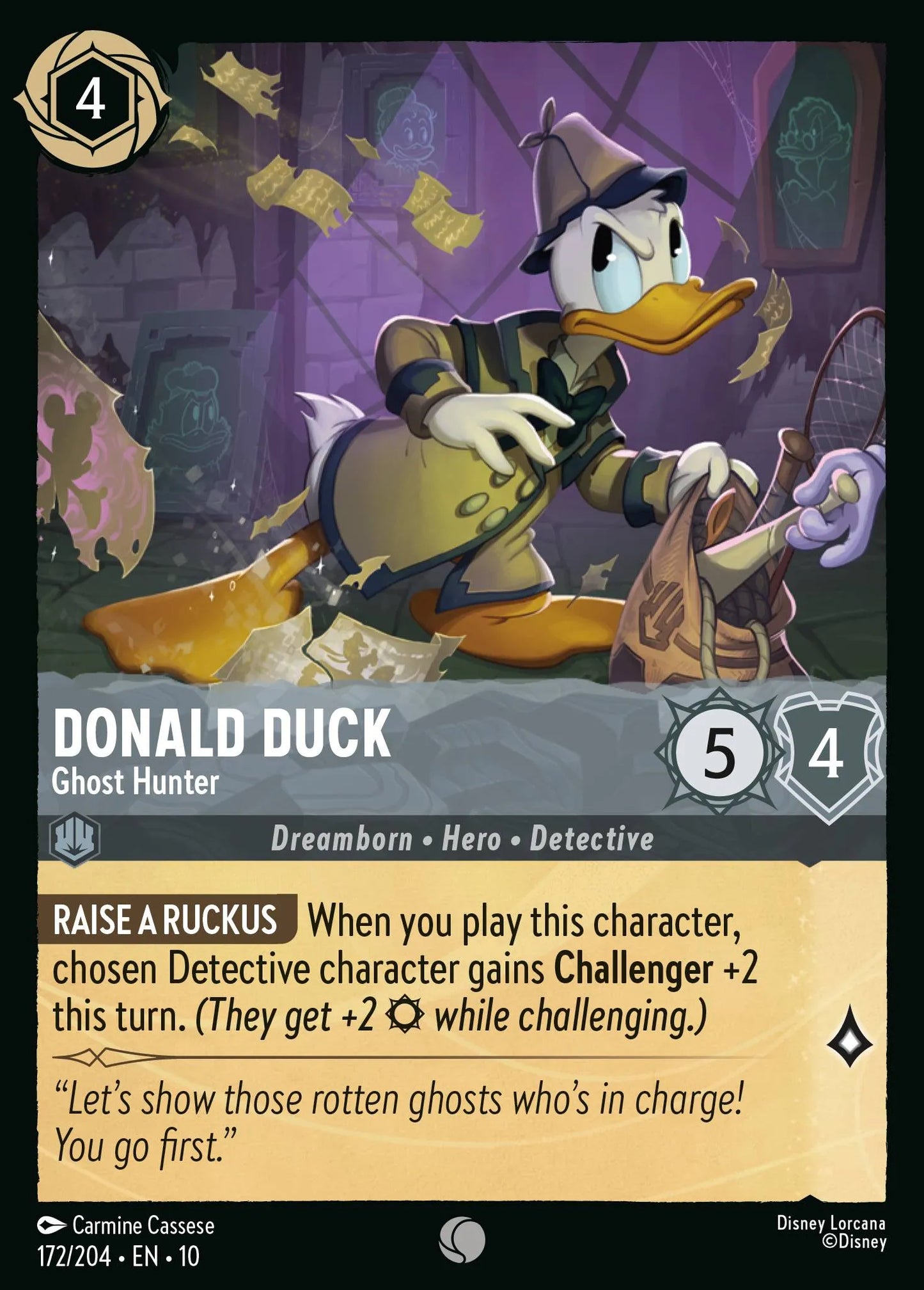 (172/204) Lorcana Whispers in the Well Single: Donald Duck - Ghost Hunter Common