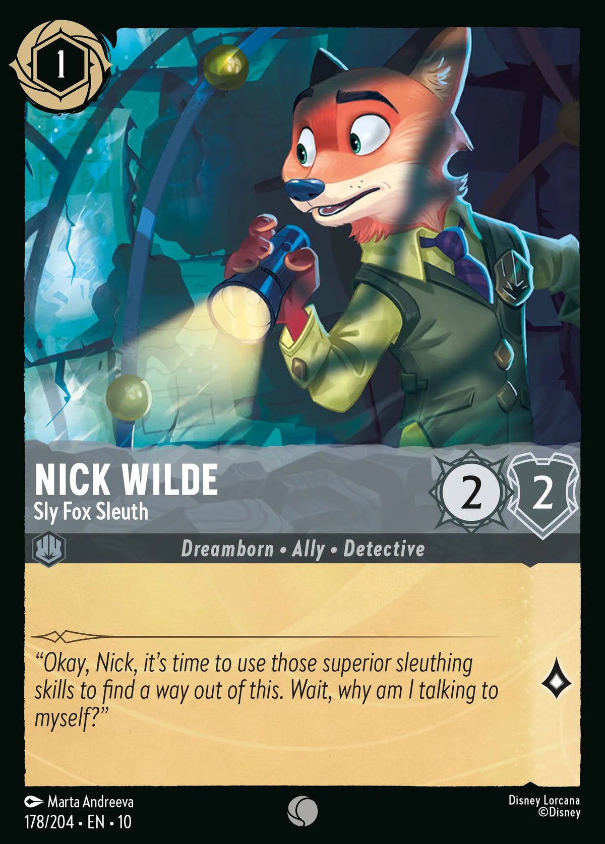 (178/204) Lorcana Whispers in the Well Single: Nick Wilde - Sly Fox Sleuth Common