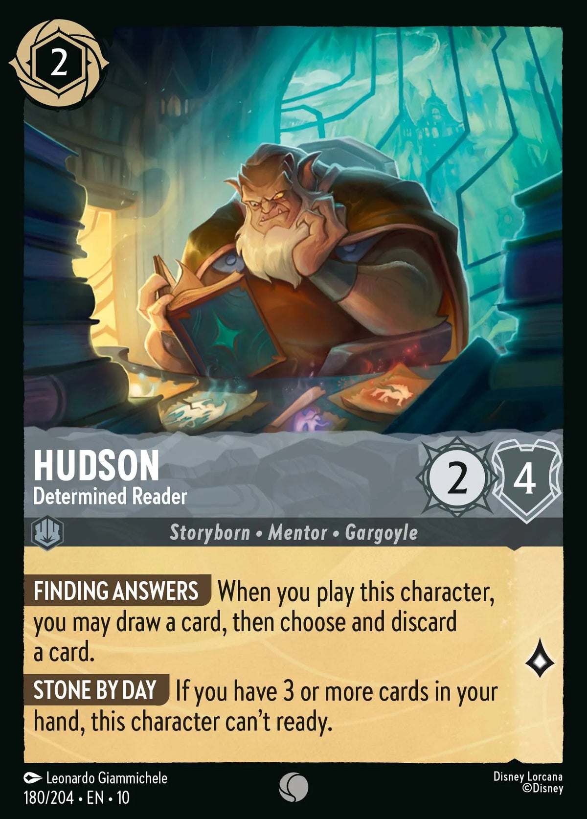 (180/204) Lorcana Whispers in the Well Single: Hudson - Determined Reader Holo Common