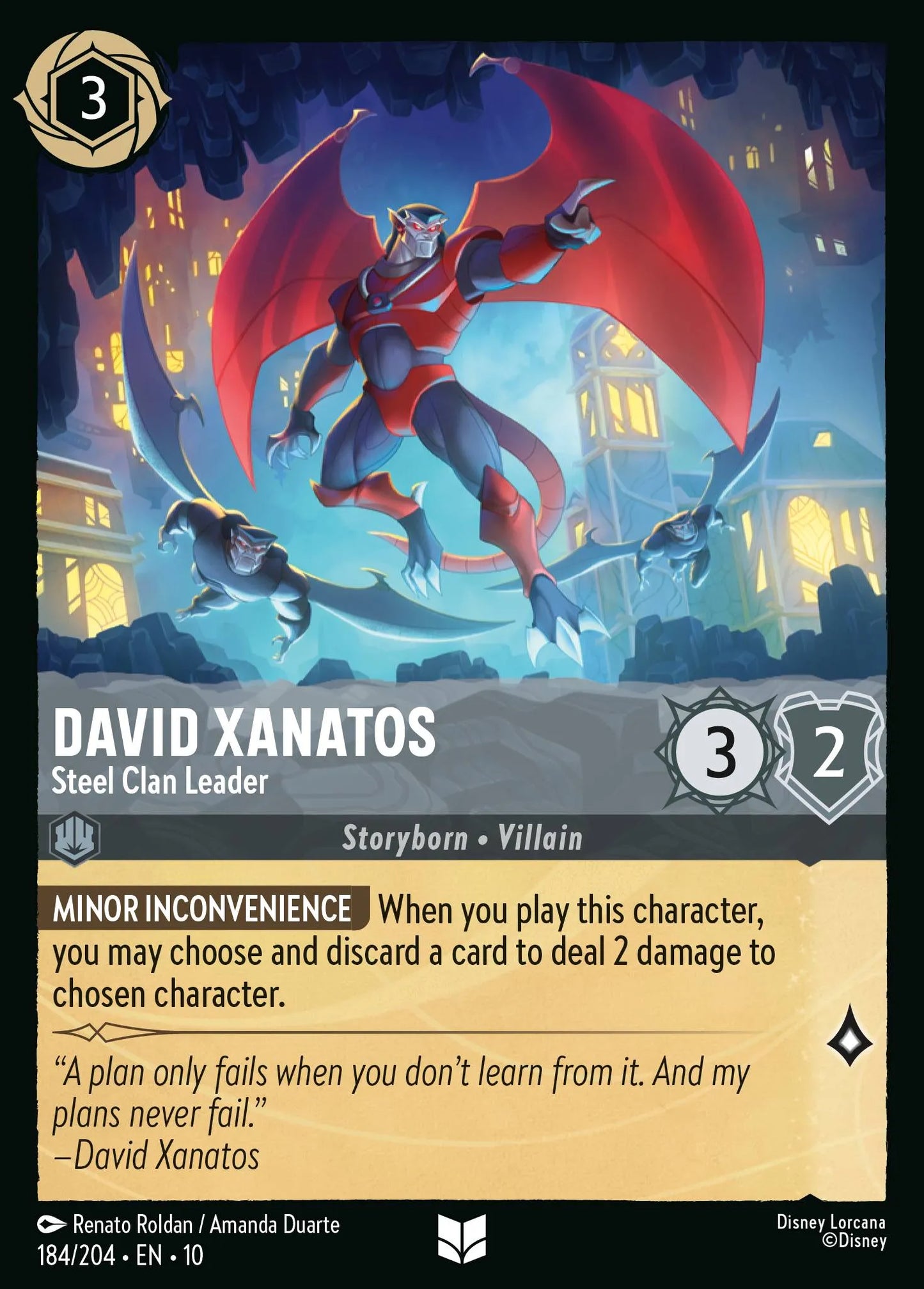 (184/204) Lorcana Whispers in the Well Single: David Xanatos - Steel Clan Leader Uncommon