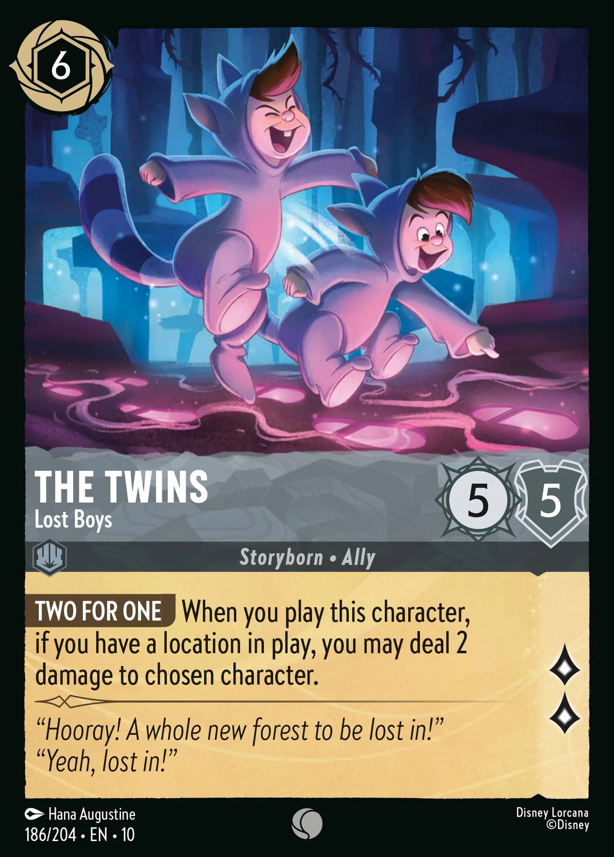 (186/204) Lorcana Whispers in the Well Single: The Twins - Lost Boys Common