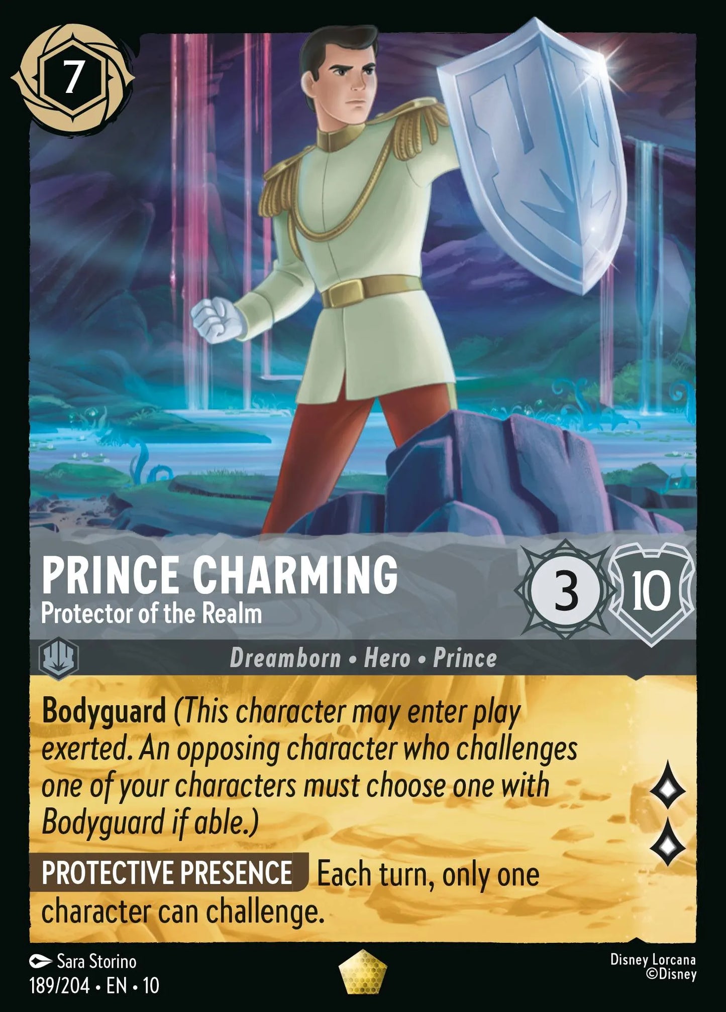 (189/204) Lorcana Whispers in the Well Single: Prince Charming - Protector of the Realm Legendary