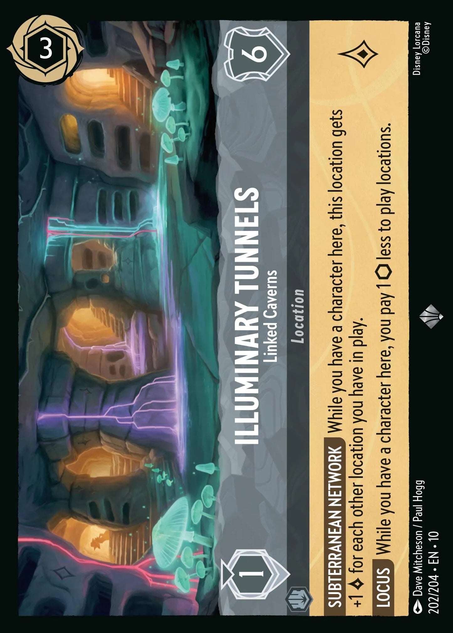 (202/204) Lorcana Whispers in the Well Single: Illuminary Tunnels - Linked Caverns Holo Super Rare