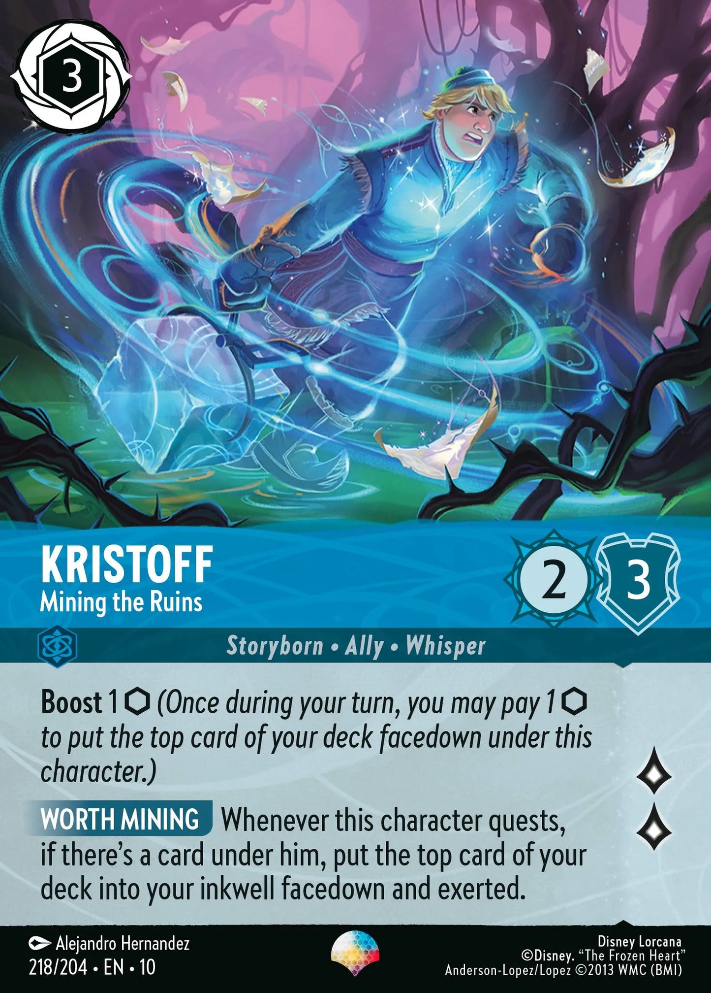 (218/204) Lorcana Whispers in the Well Single: Kristoff - Mining the Ruins (V.2) Epic
