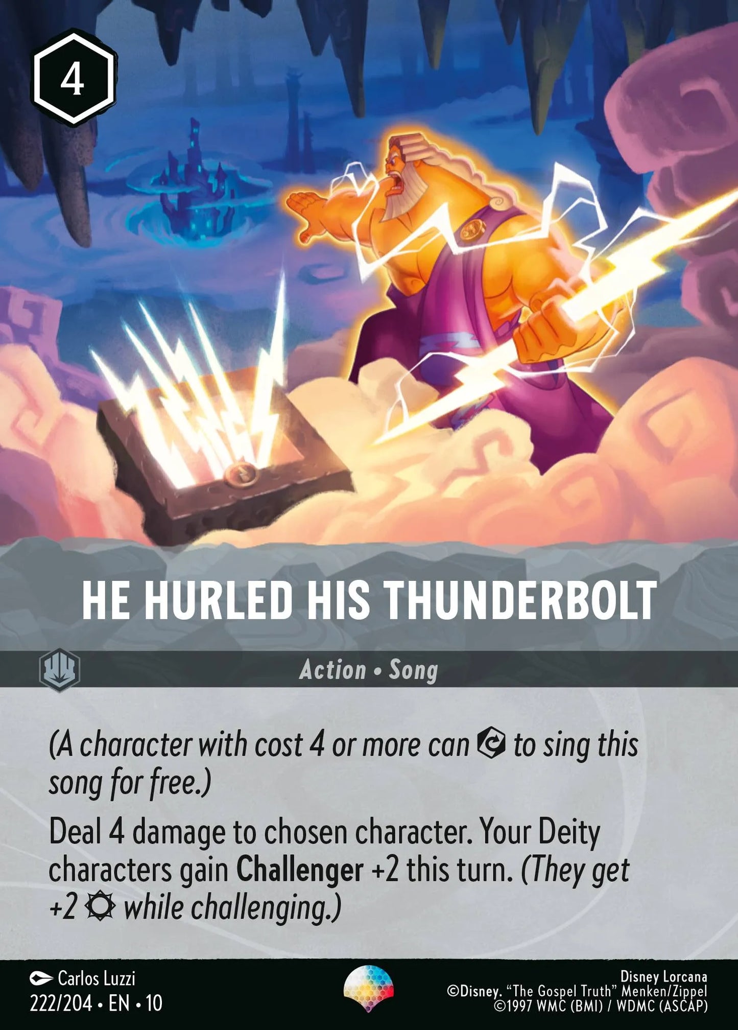 (222/204) Lorcana Whispers in the Well Single: He Hurled His Thunderbolt (V.2) Epic
