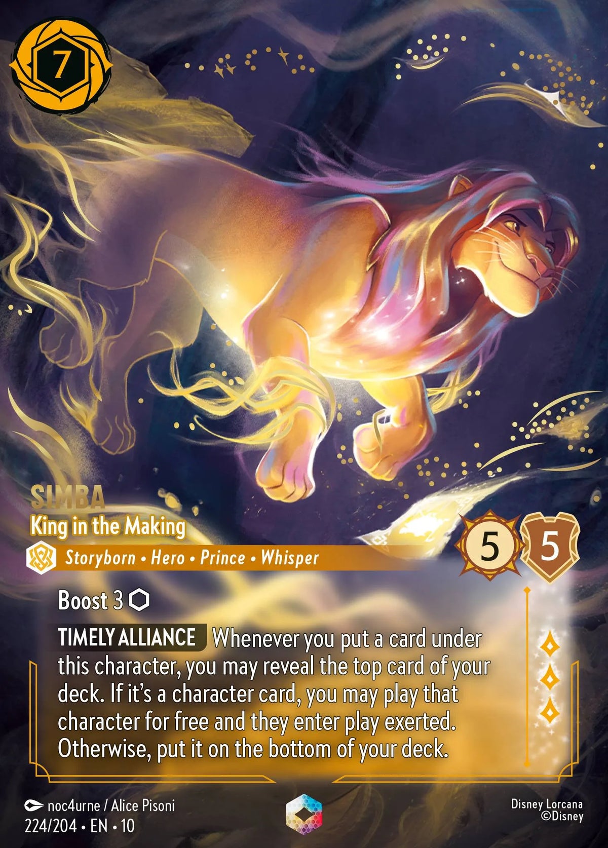 (224/204) Lorcana Whispers in the Well Single: Simba - King in the Making (V.2) Enchanted