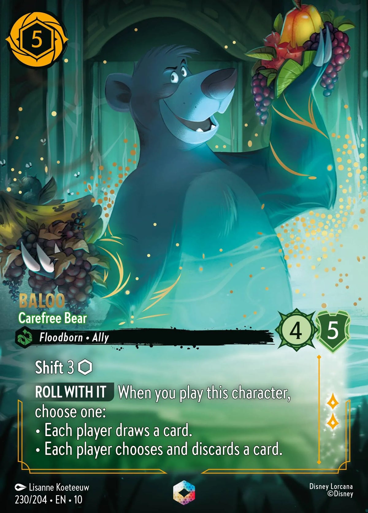 (230/204) Lorcana Whispers in the Well Single: Baloo - Carefree Bear (V.2) Enchanted