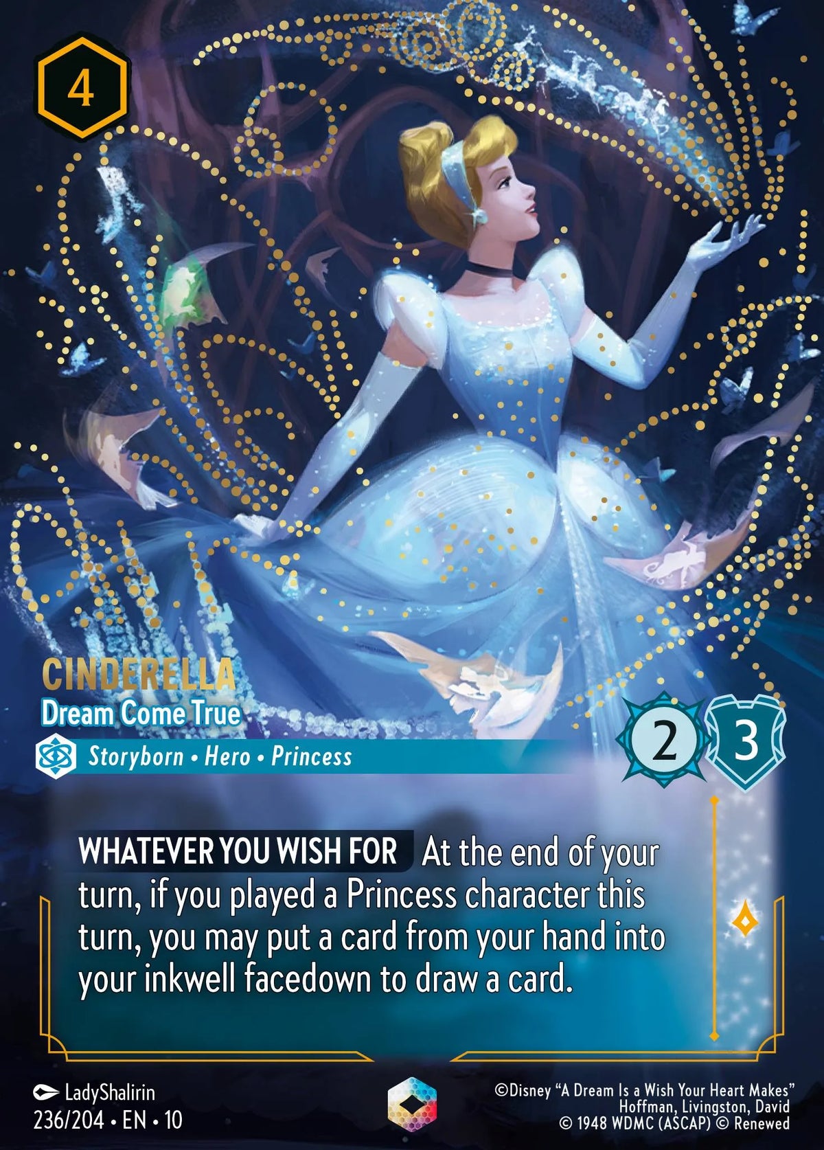 (236/204) Lorcana Whispers in the Well Single: Cinderella - Dream Come True (V.2) Enchanted