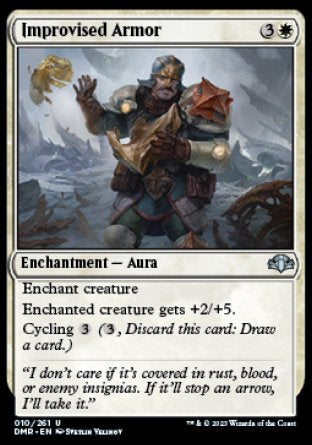 (010) Magic The Gathering Dominaria Remastered Single: Improvised Armor Holo Uncommon