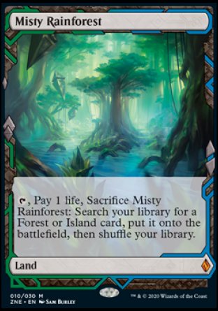 (010/030) Magic The Gathering Zendikar Rising Expeditions Single: Misty Rainforest Holo Mythic